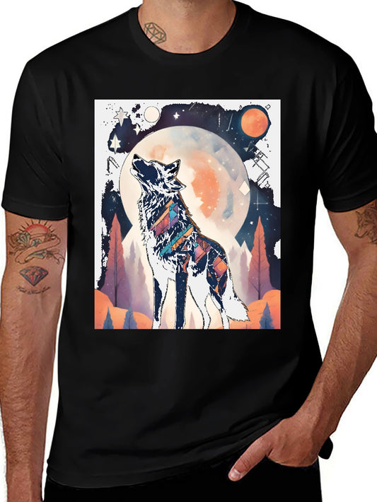 Wolf Howling at Moon Graphic Tee