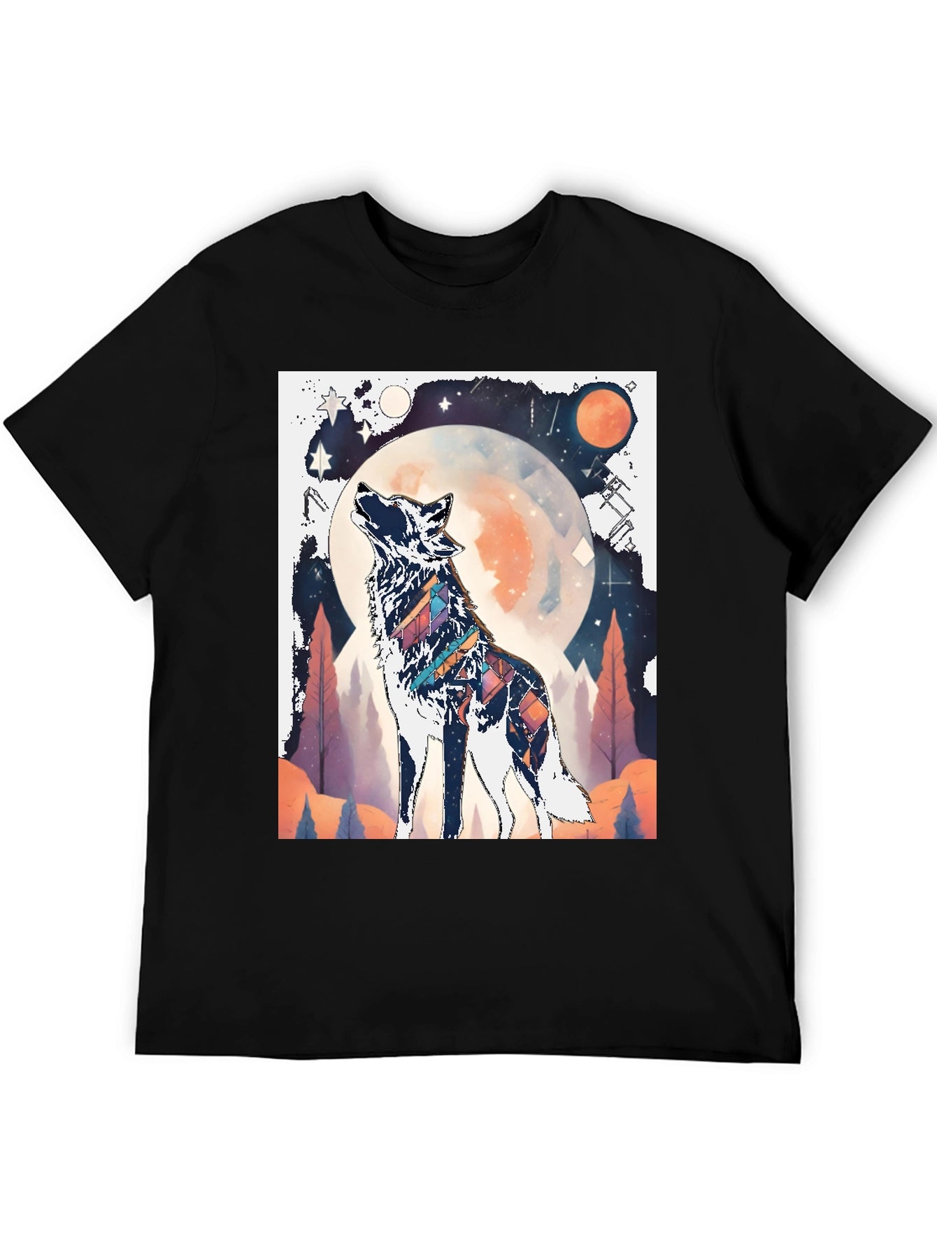 Wolf Howling at Moon Graphic Tee