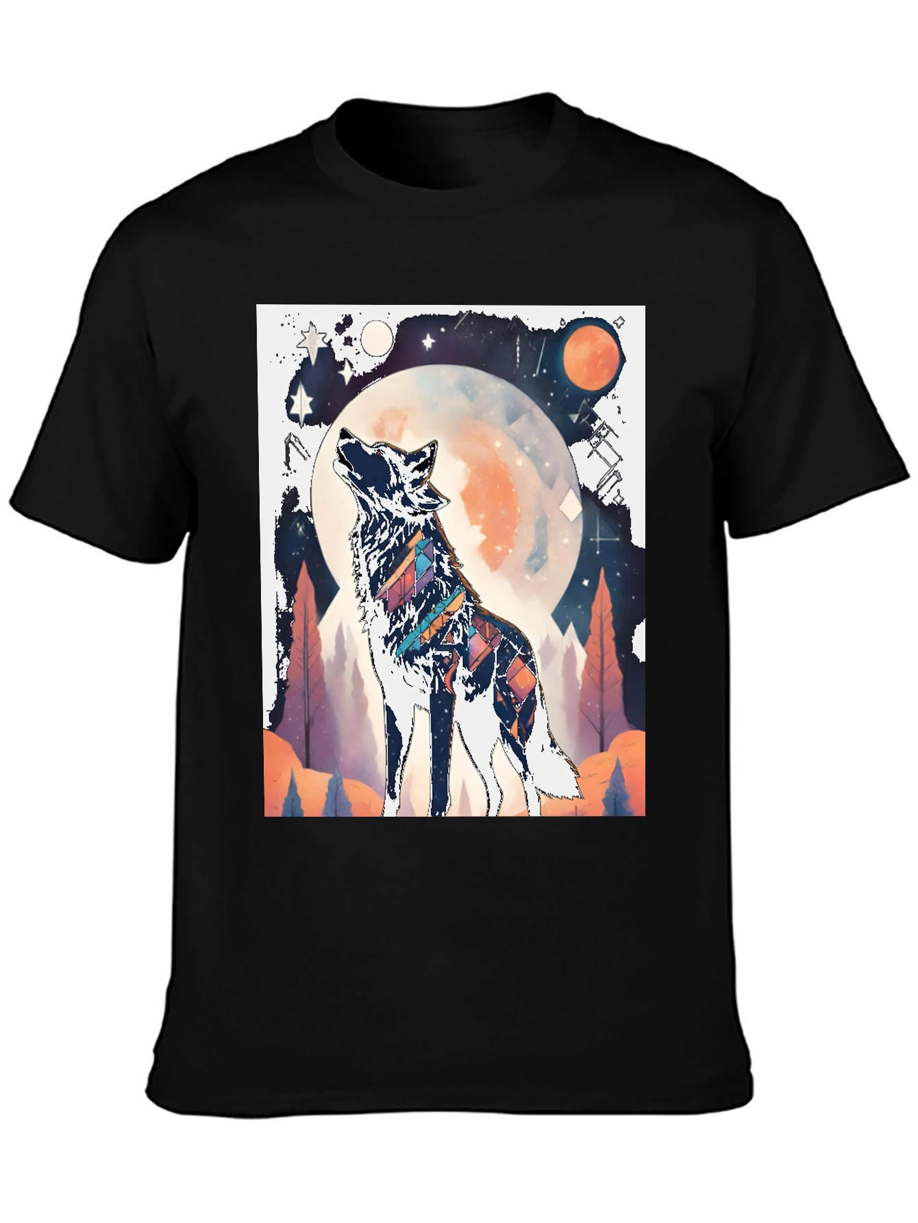 Wolf Howling at Moon Graphic Tee