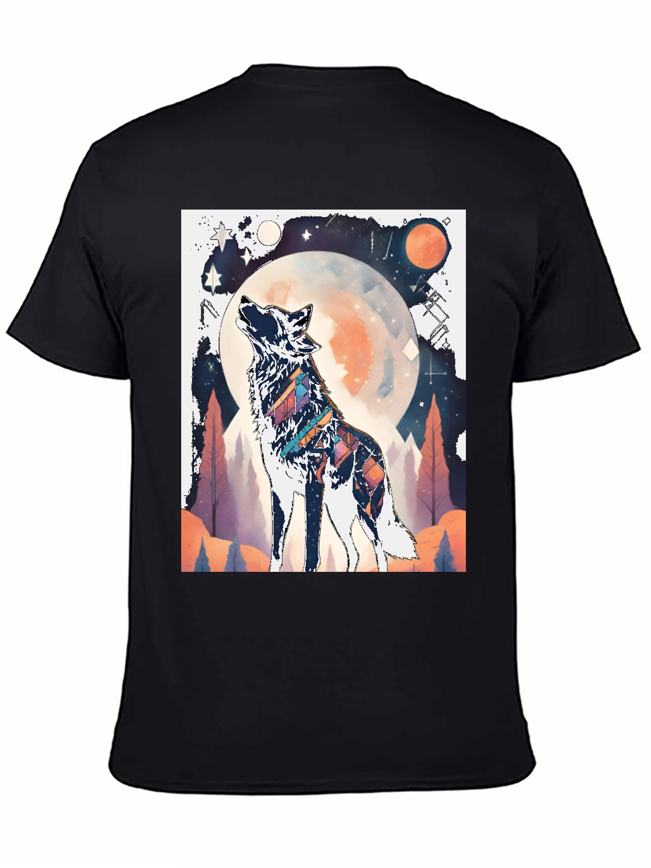 Wolf Howling at Moon Graphic Tee