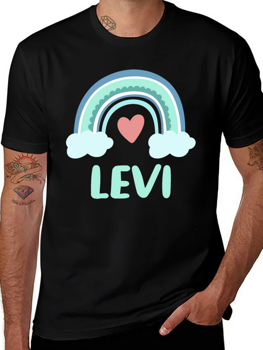 Levi Rainbow Heart Personalized Kids T-Shirt