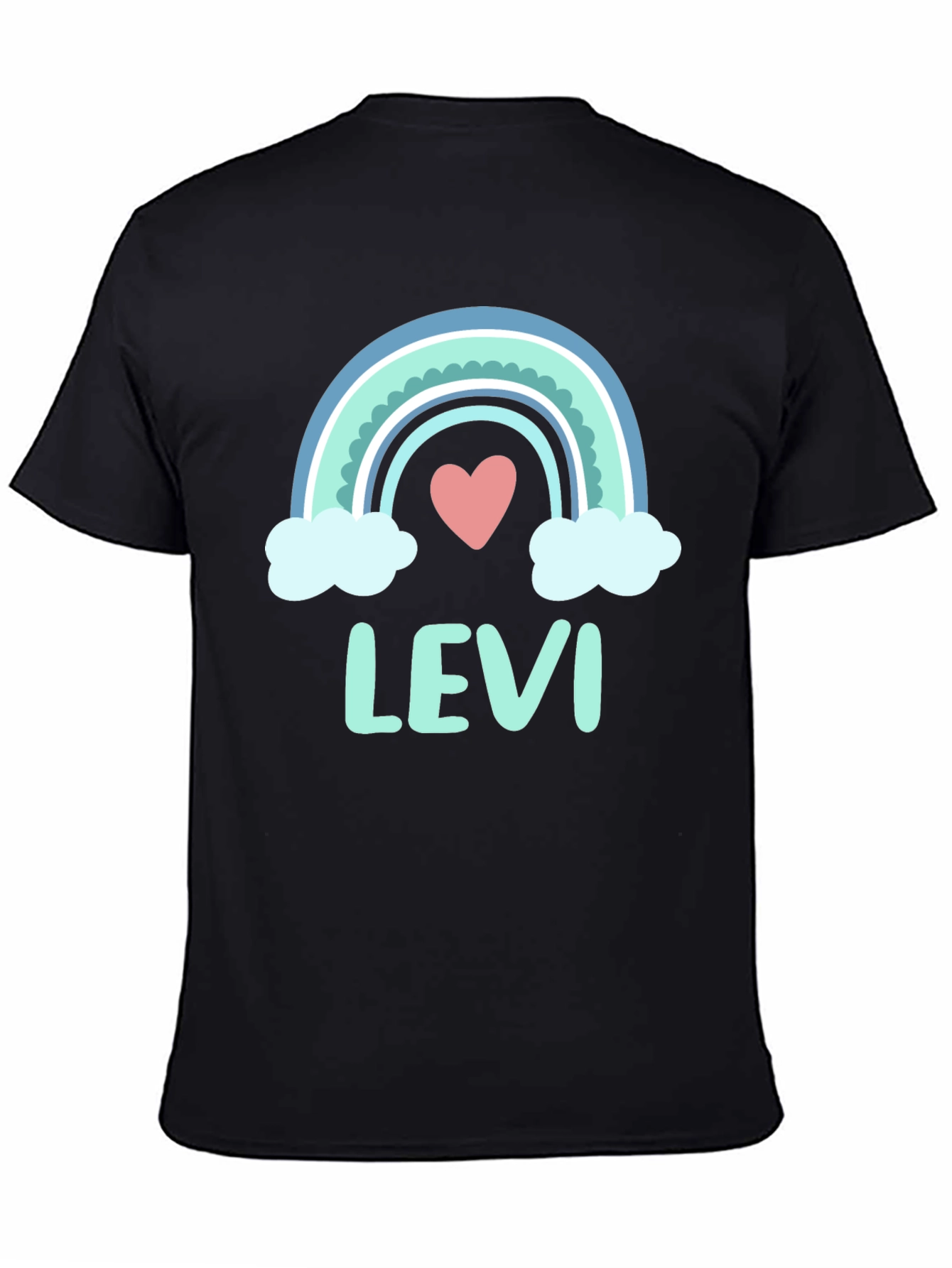 Levi Rainbow Heart Personalized Kids T-Shirt