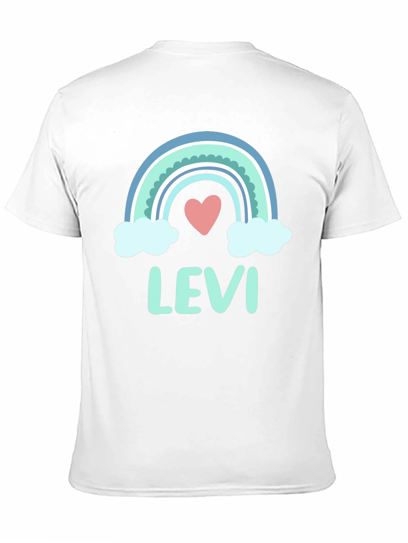Levi Rainbow Heart Personalized Kids T-Shirt