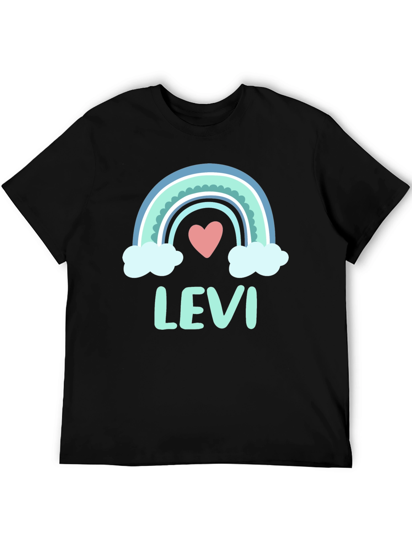 Levi Rainbow Heart Personalized Kids T-Shirt