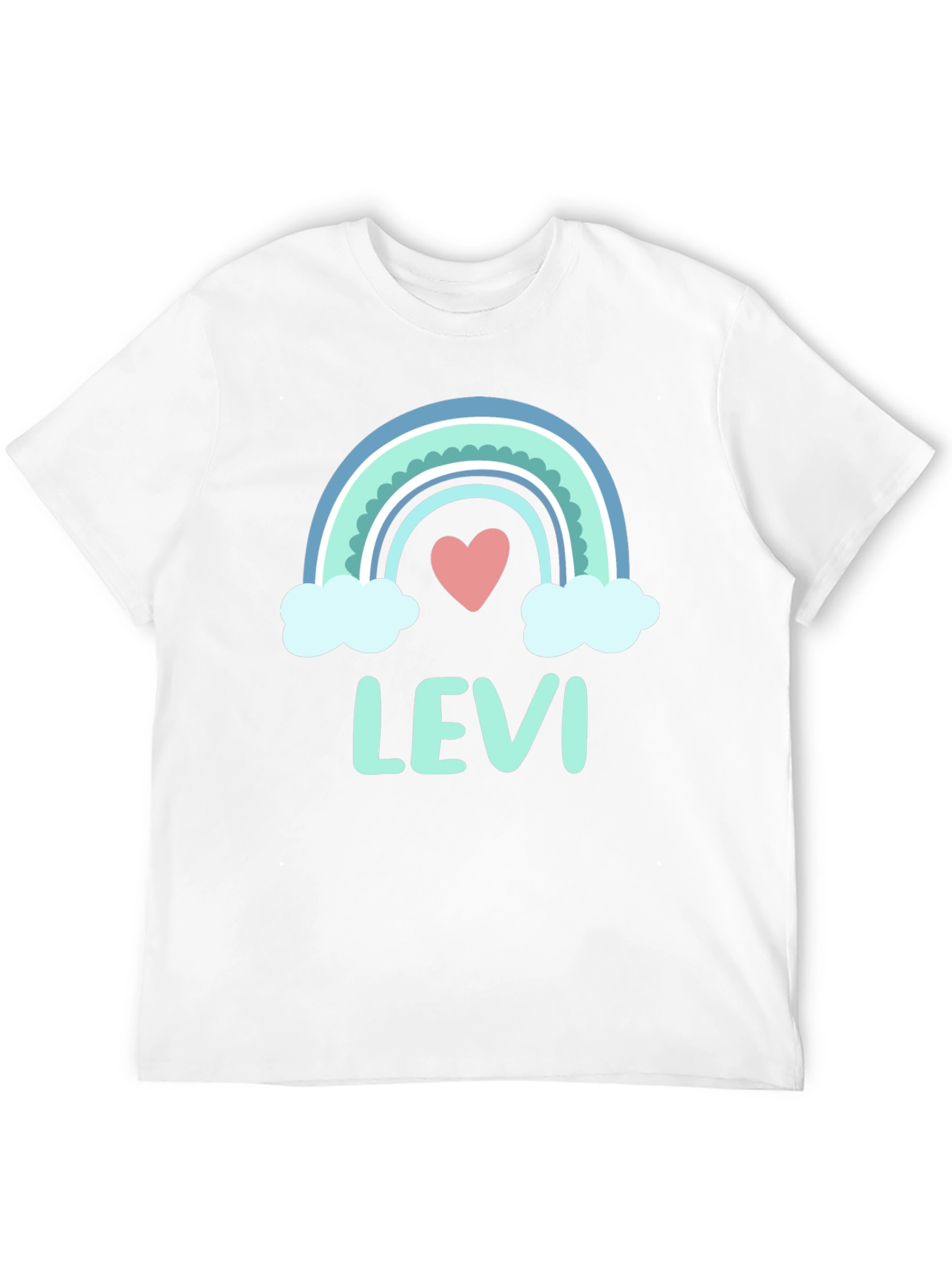 Levi Rainbow Heart Personalized Kids T-Shirt