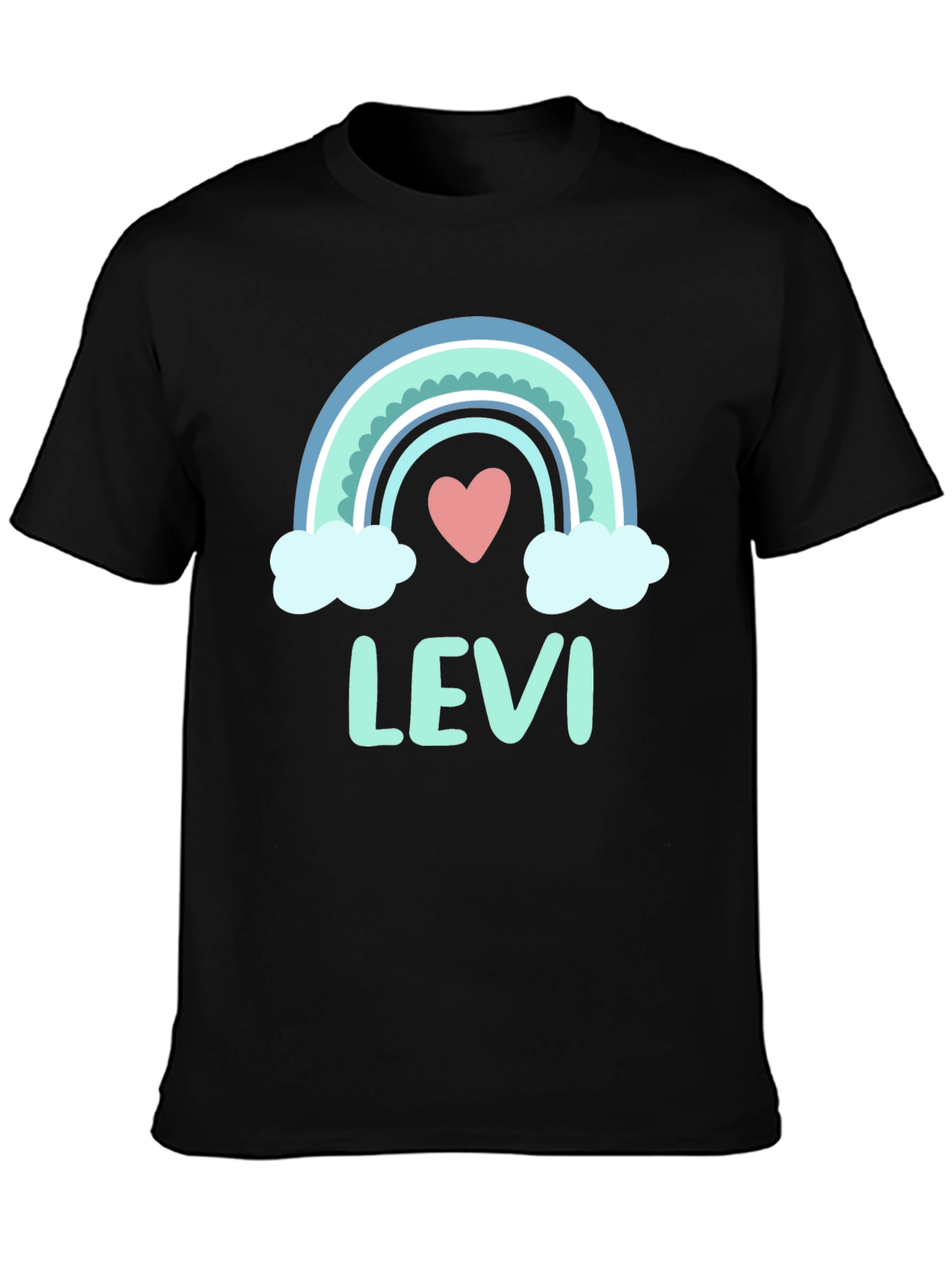 Levi Rainbow Heart Personalized Kids T-Shirt