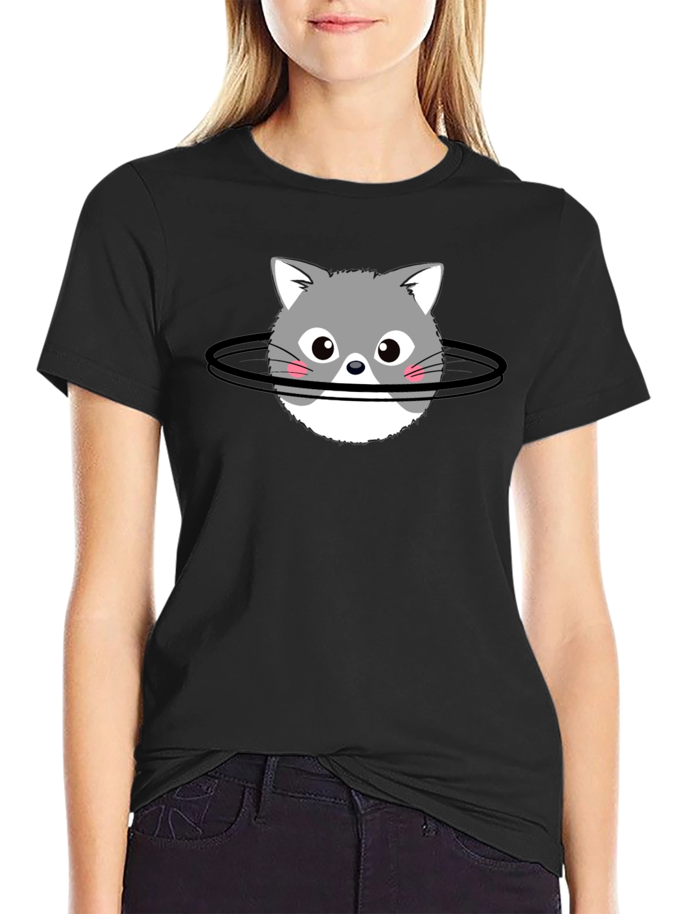 Cat Planet T-Shirt - Black Cotton Graphic Tee