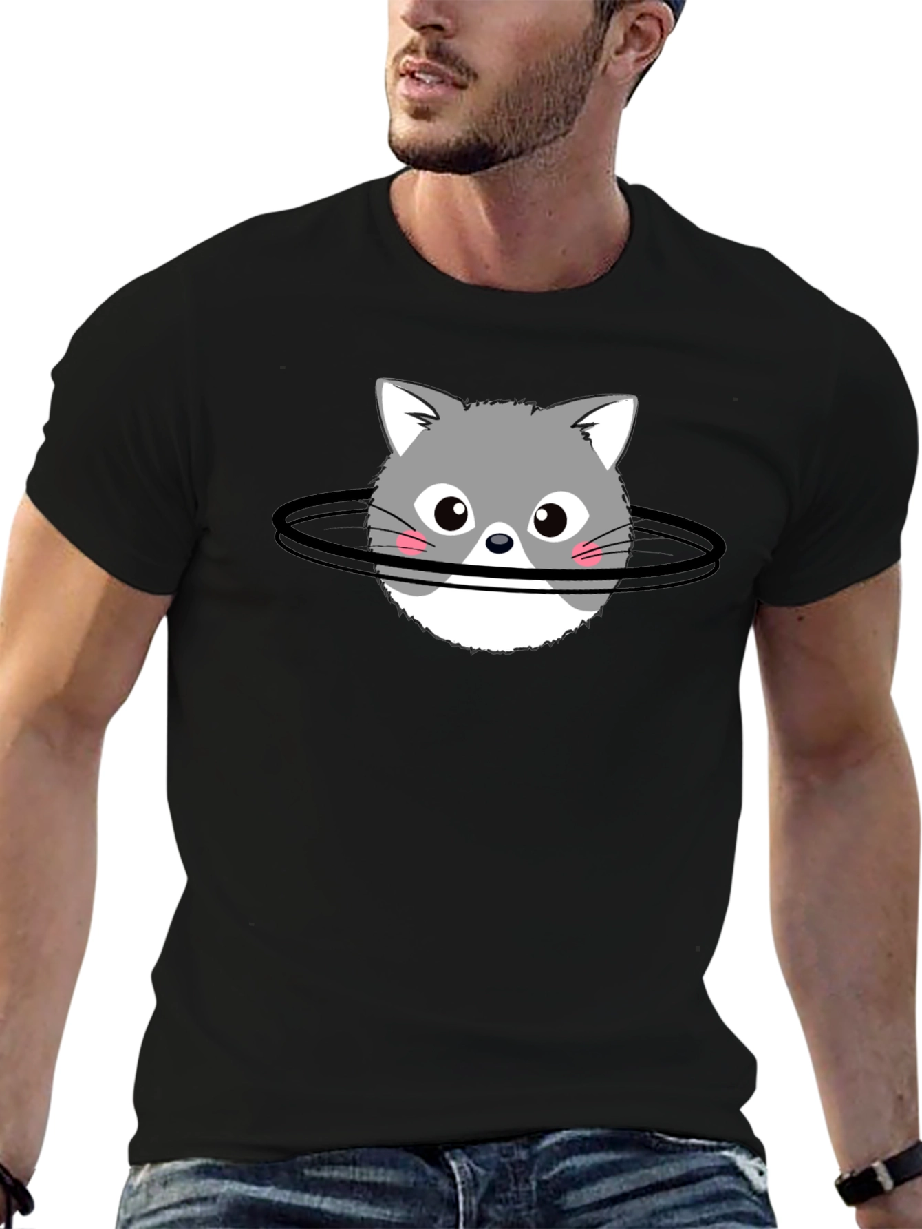 Cat Planet T-Shirt - Black Cotton Graphic Tee