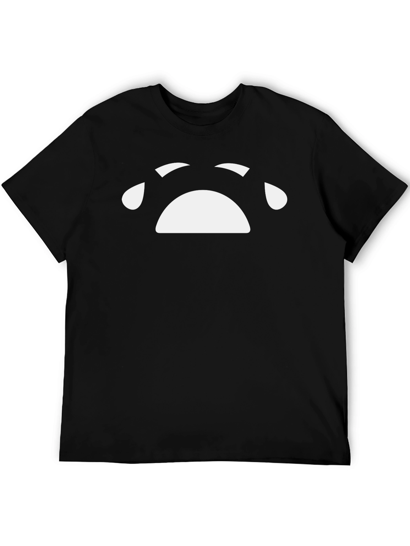 Sad Face Graphic Tee - Black Cotton T-Shirt