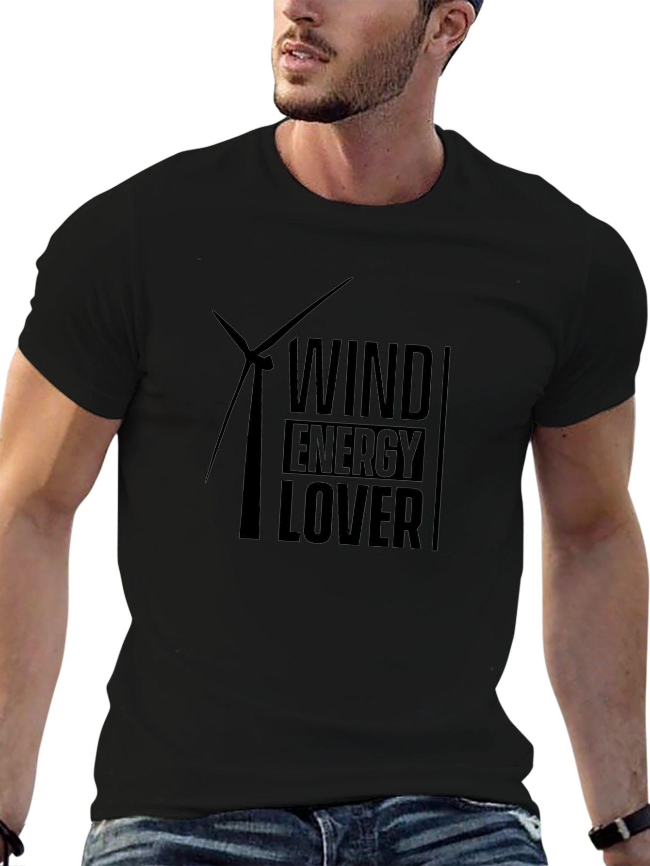 Wind Energy Lover Graphic T-Shirt - Black