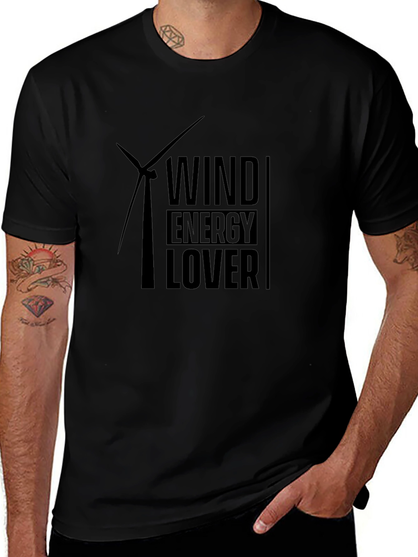 Wind Energy Lover Graphic T-Shirt - Black