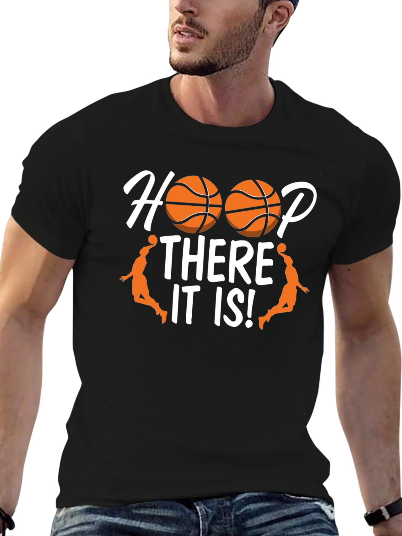 Hoop There It Is! Black Basketball Graphic T-Shirt