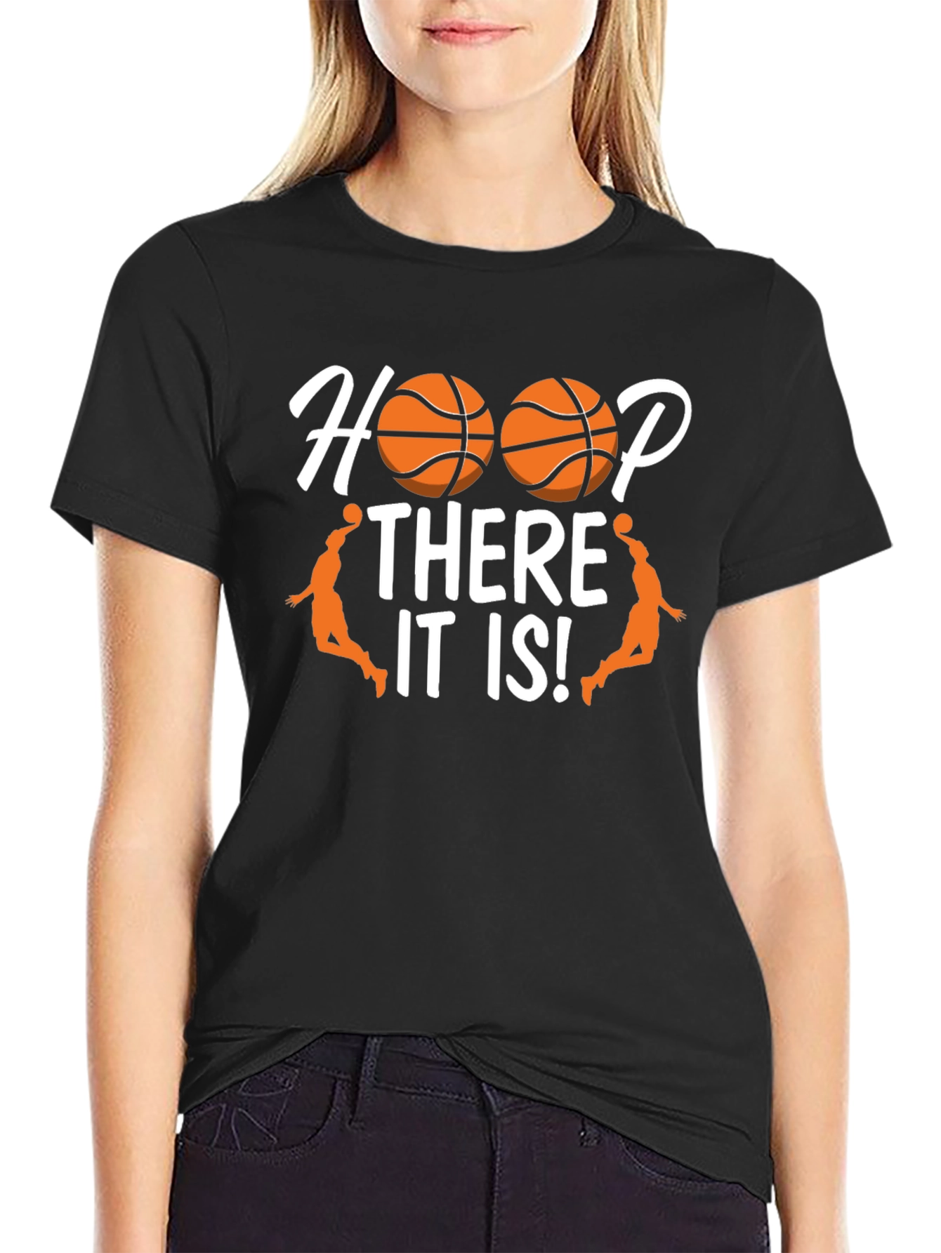 Hoop There It Is! Black Basketball Graphic T-Shirt