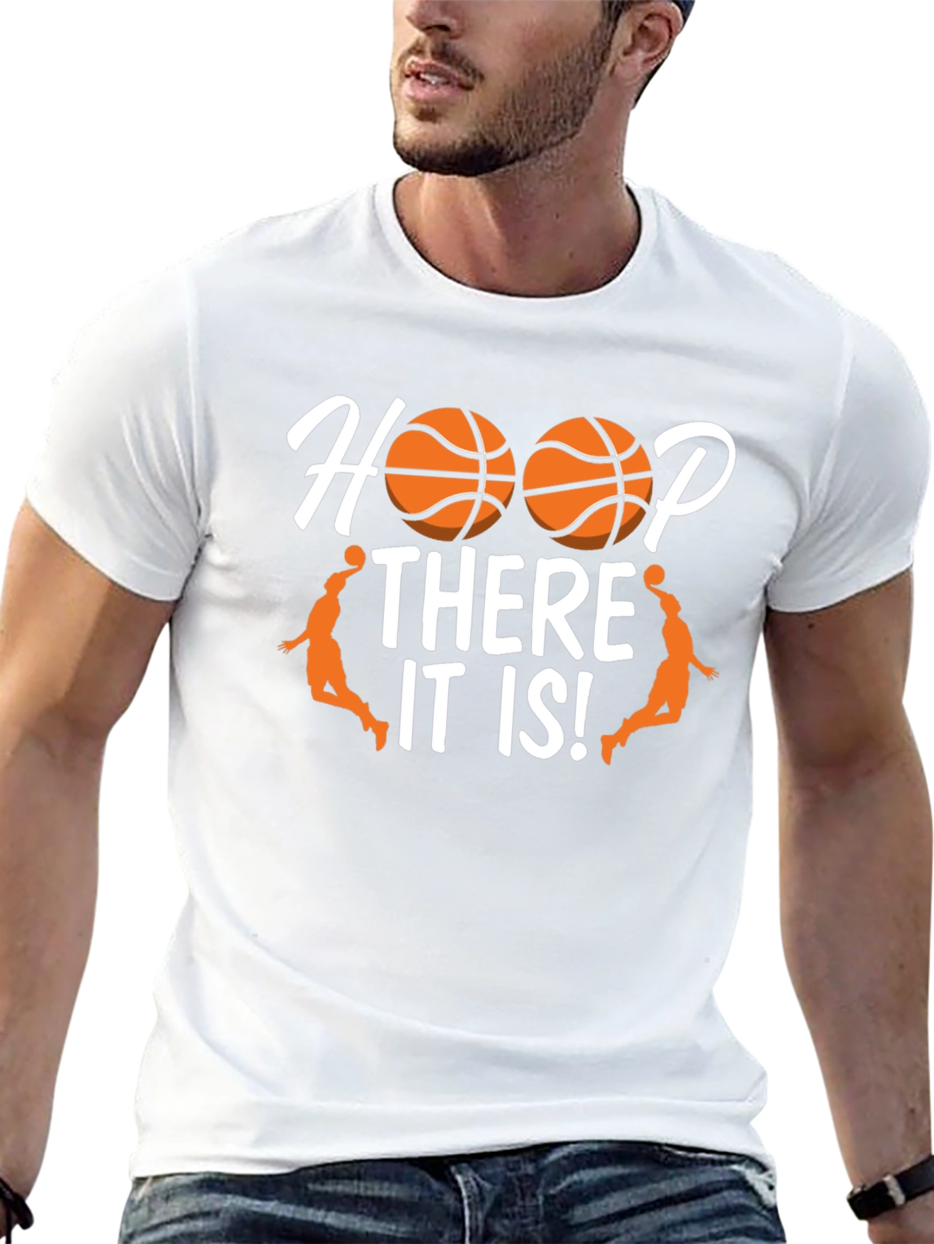 Hoop There It Is! Black Basketball Graphic T-Shirt