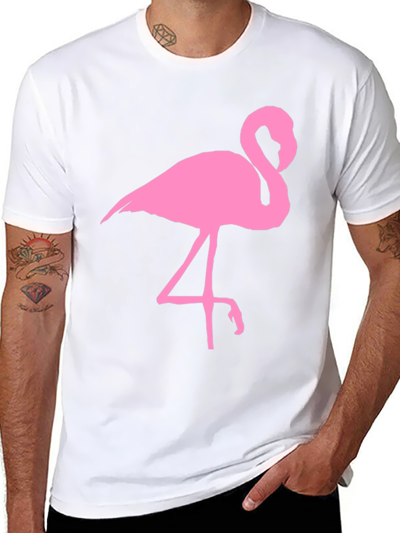 Pink Flamingo Graphic Black T-Shirt