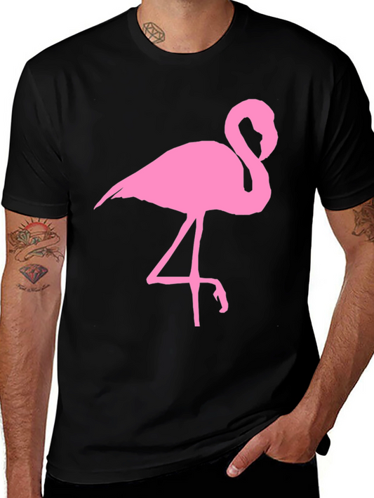 Pink Flamingo Graphic Black T-Shirt