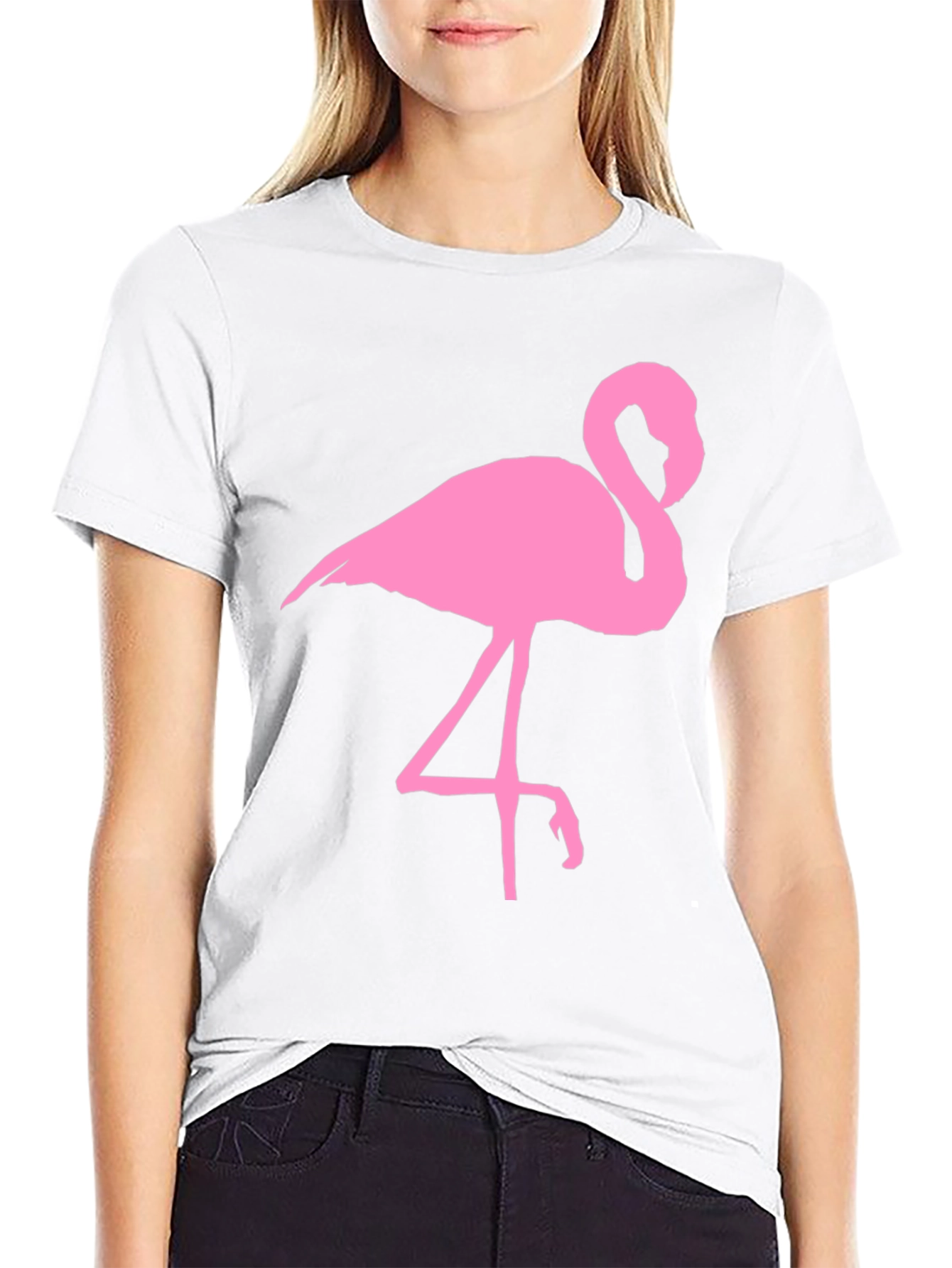 Pink Flamingo Graphic Black T-Shirt