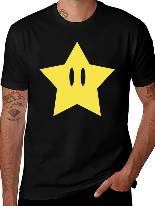 Black T-Shirt with Yellow Star Graphic