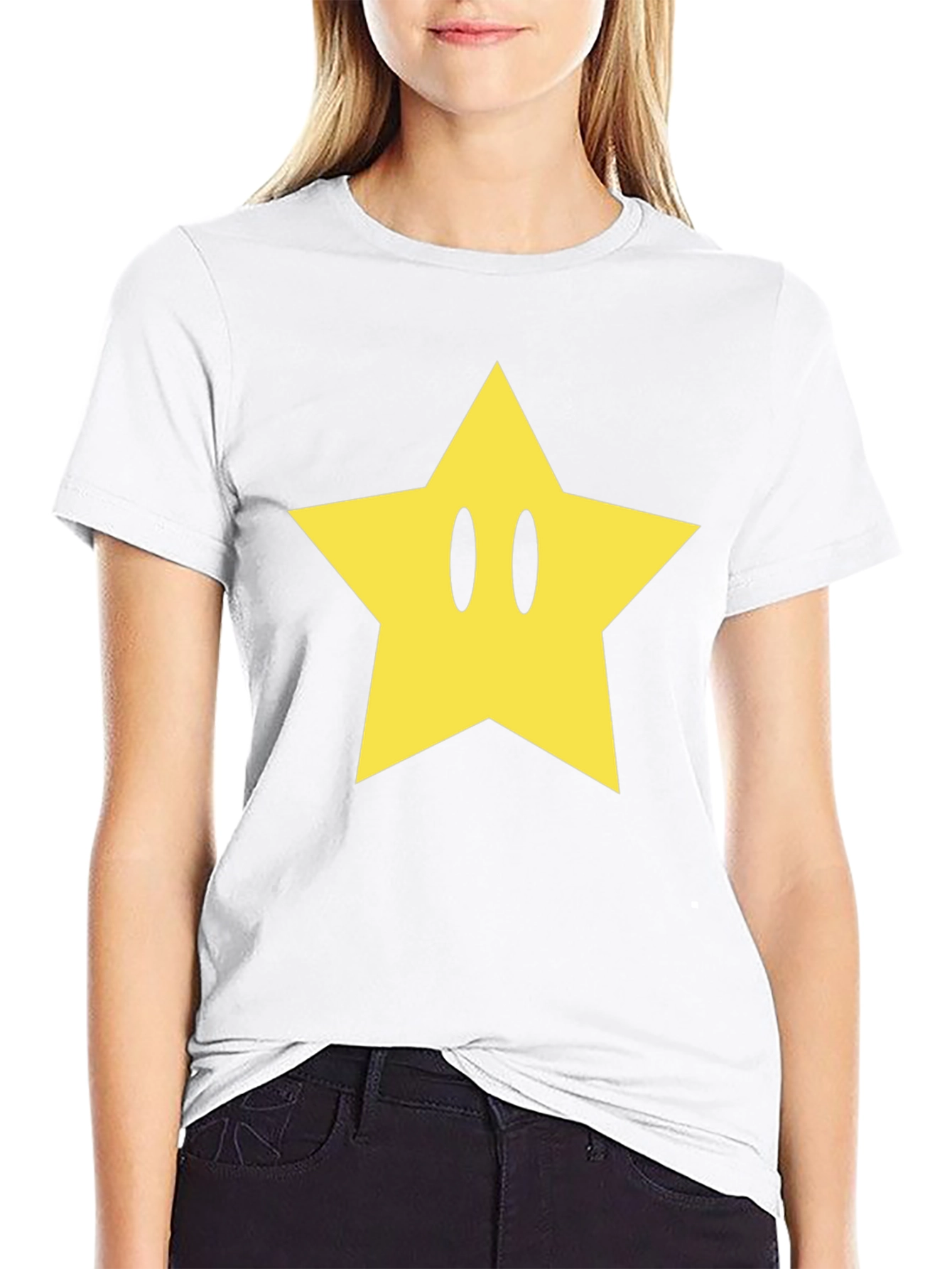 Black T-Shirt with Yellow Star Graphic