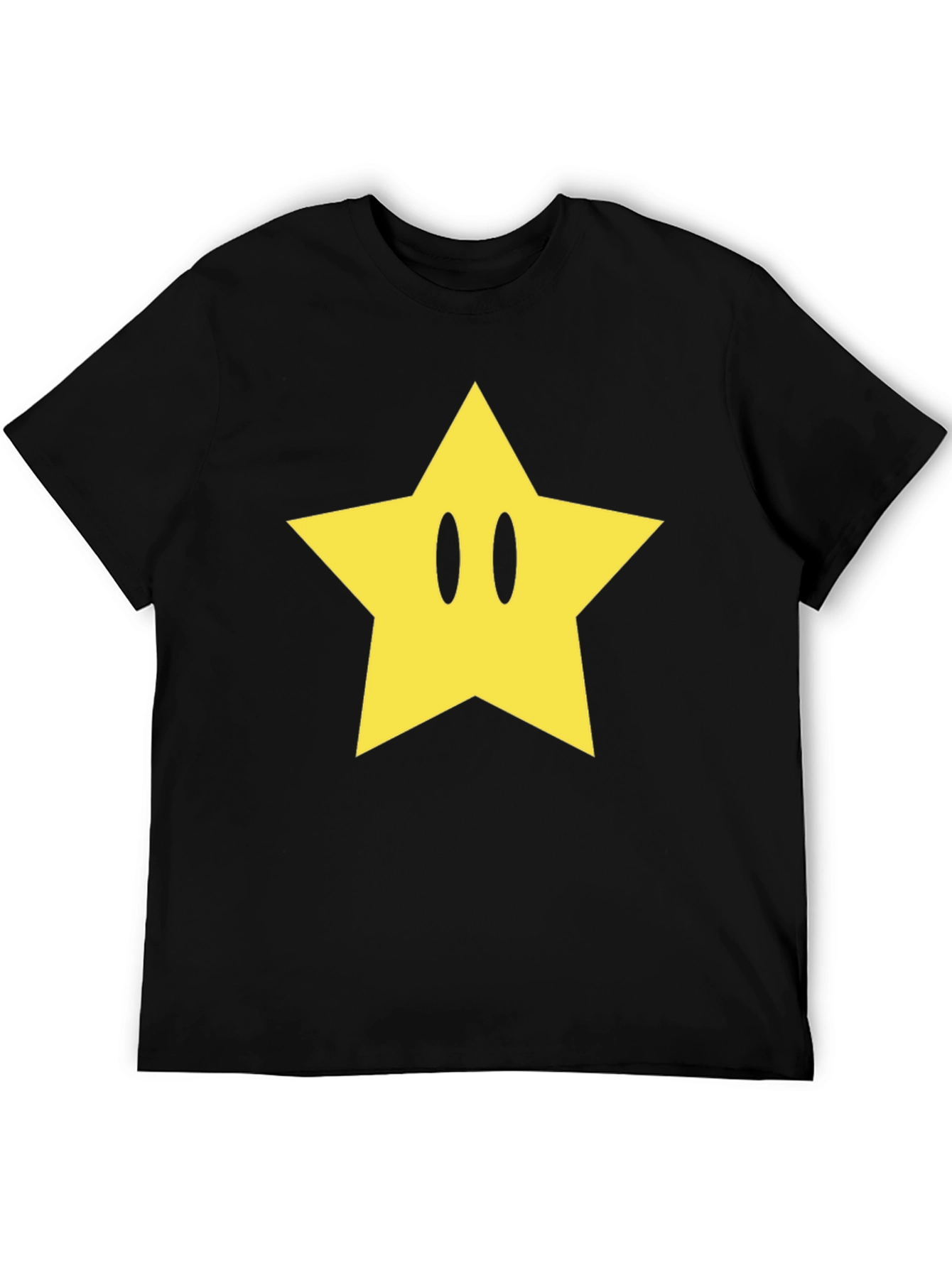 Black T-Shirt with Yellow Star Graphic