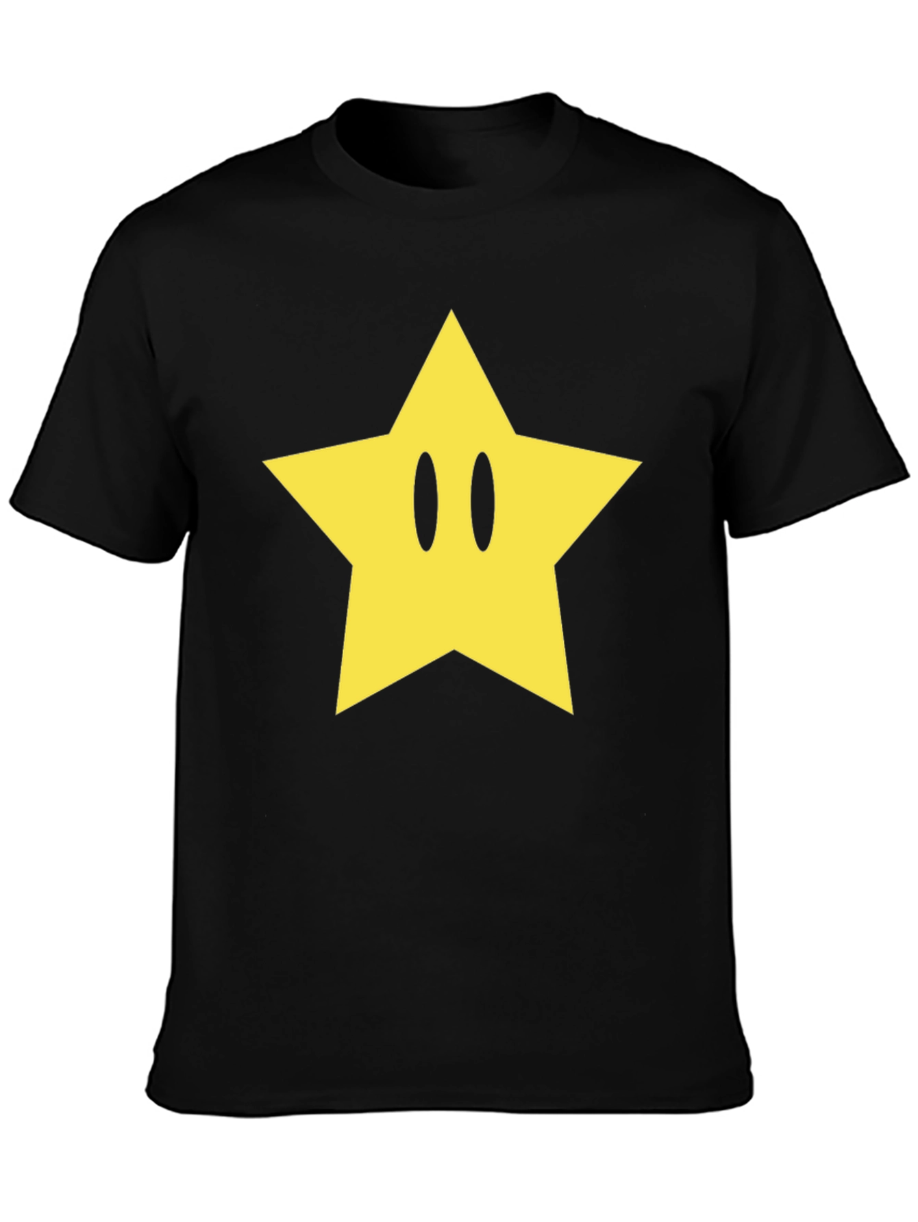 Black T-Shirt with Yellow Star Graphic