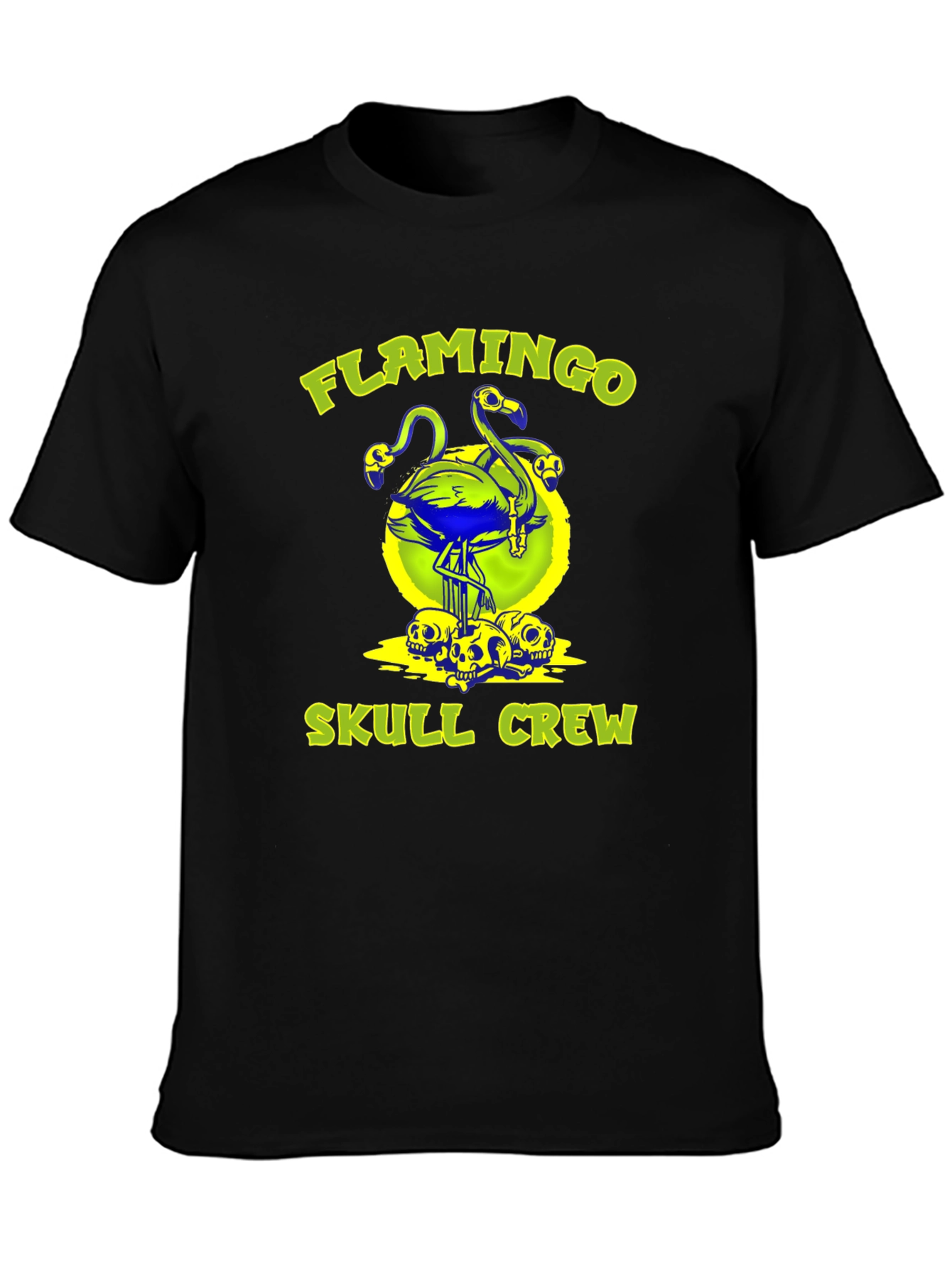 Flamingo Skull Crew Graphic Tee - Bold & Unique!