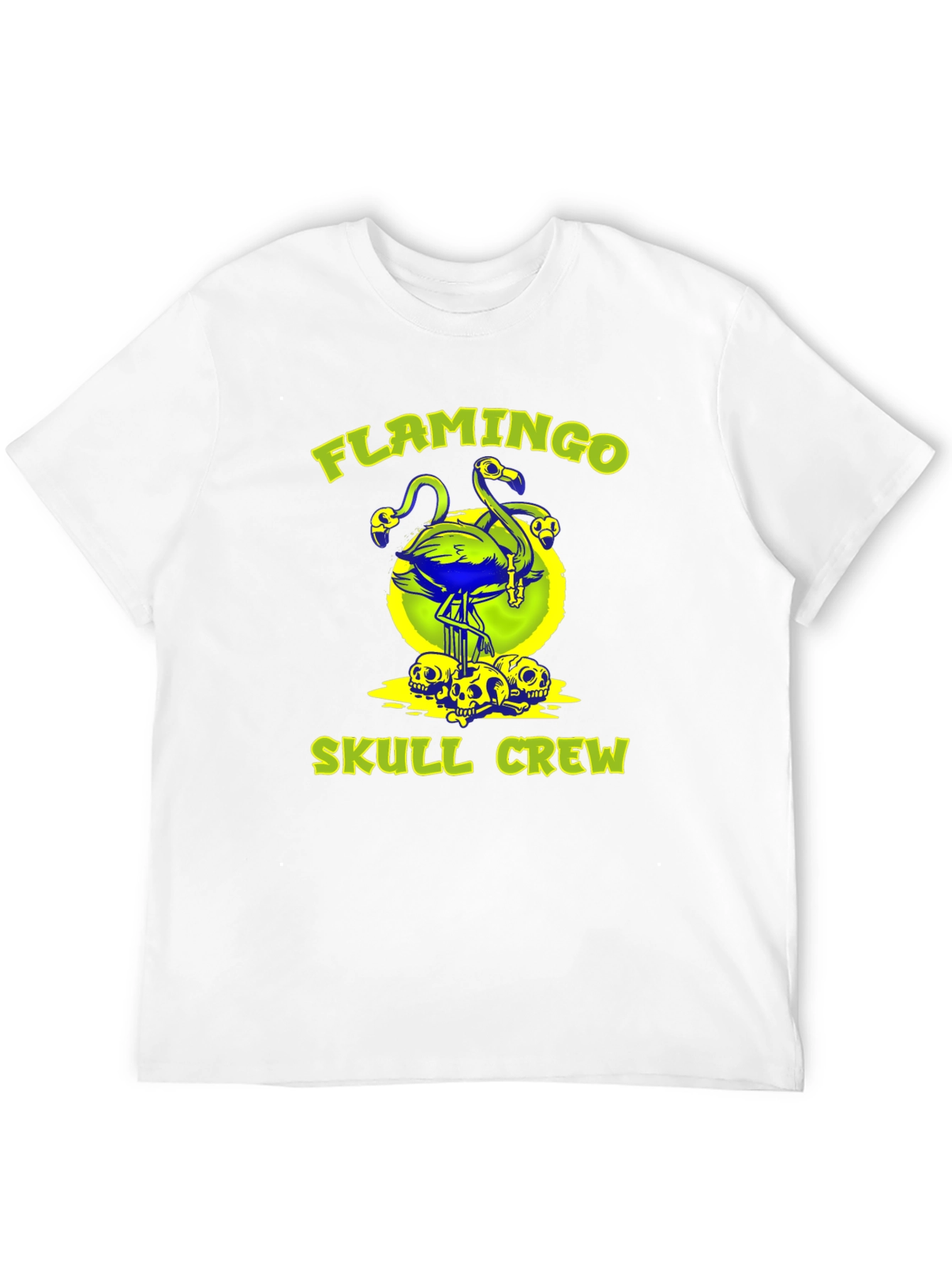 Flamingo Skull Crew Graphic Tee - Bold & Unique!