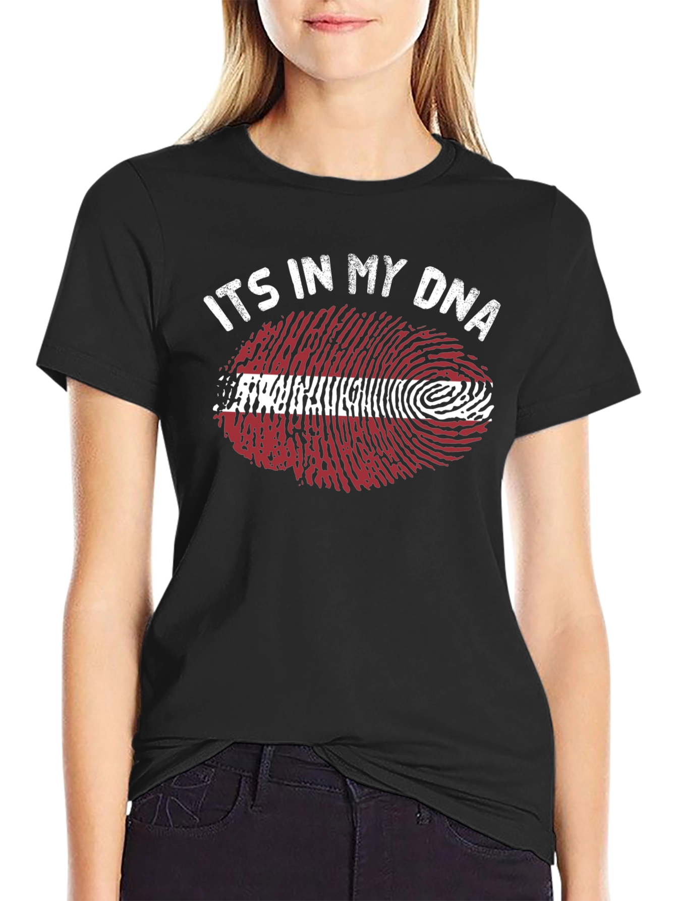 Latvia Flag DNA Fingerprint T-Shirt
