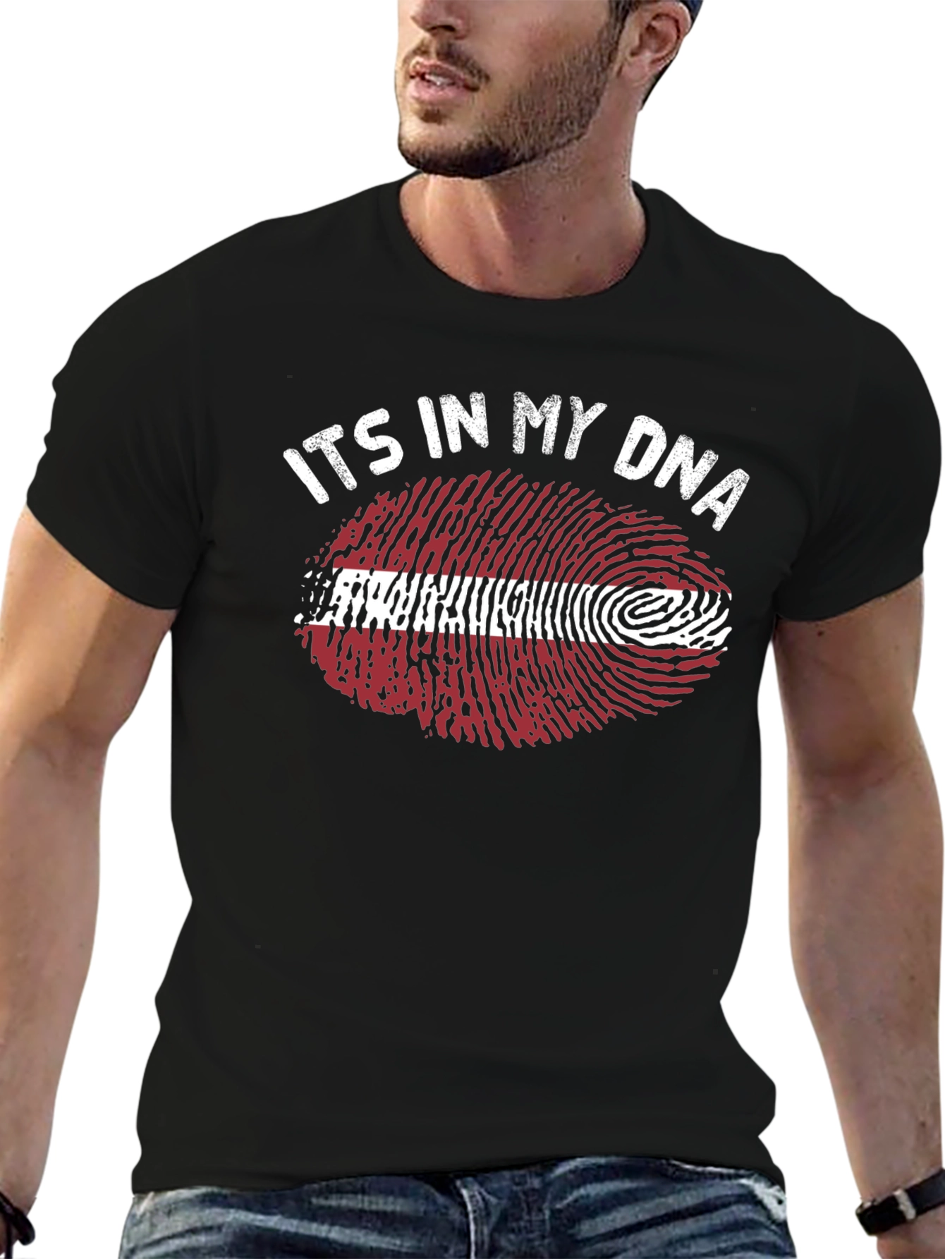 Latvia Flag DNA Fingerprint T-Shirt