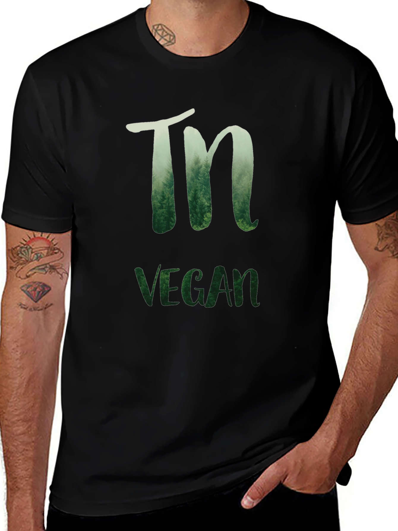 Nature Vegan T-Shirt - Black Cotton Blend