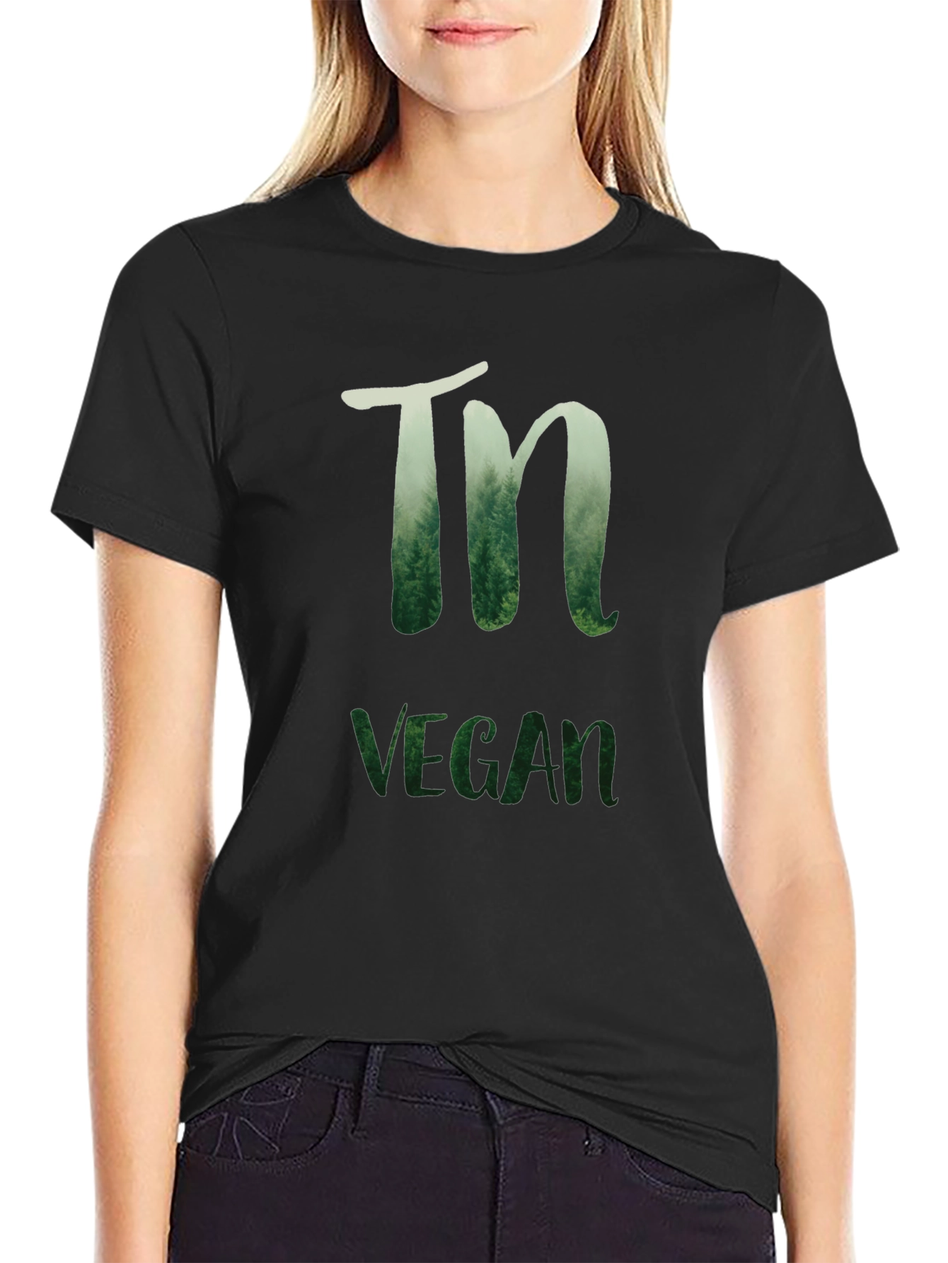 Nature Vegan T-Shirt - Black Cotton Blend
