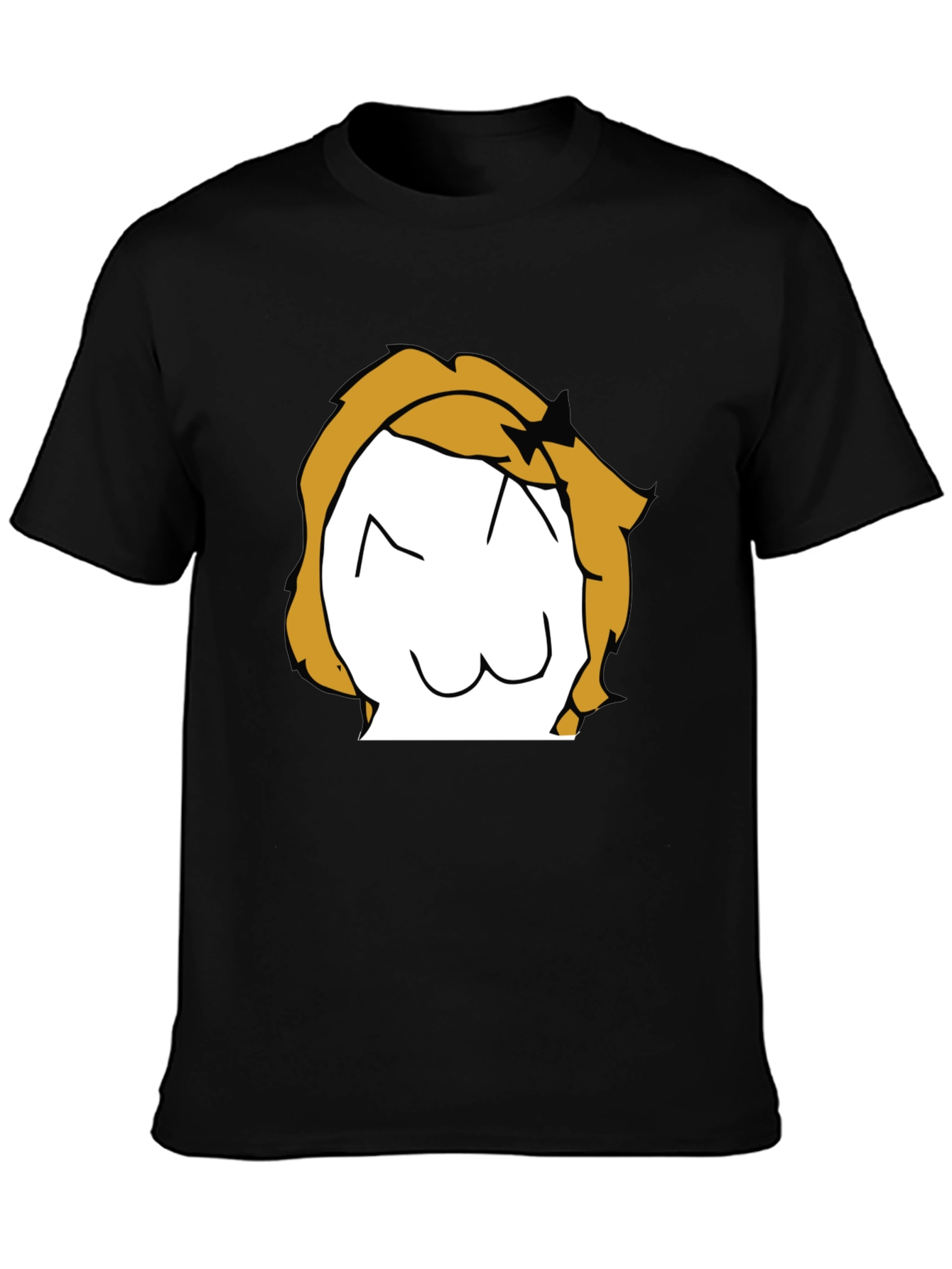 Anime Style Graphic T-Shirt - Black Crew Neck