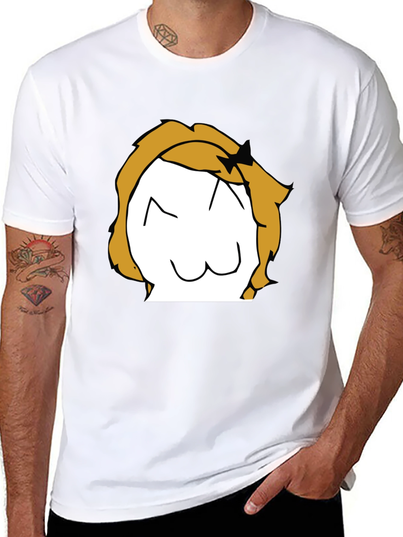 Anime Style Graphic T-Shirt - Black Crew Neck