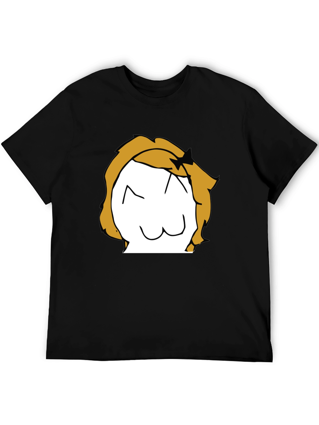 Anime Style Graphic T-Shirt - Black Crew Neck