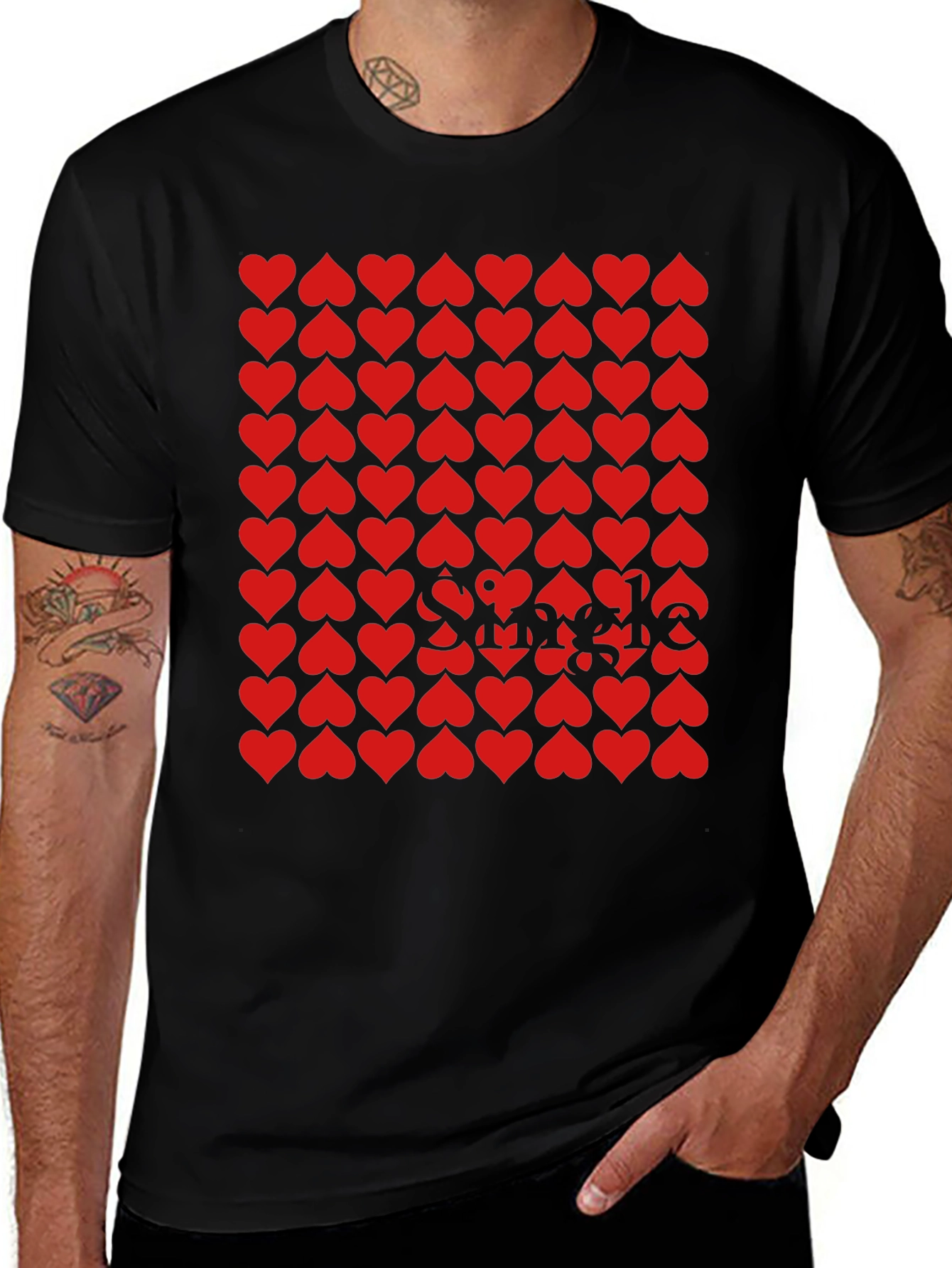 Heart Pattern Graphic Tee - Stylish Unisex T-Shirt