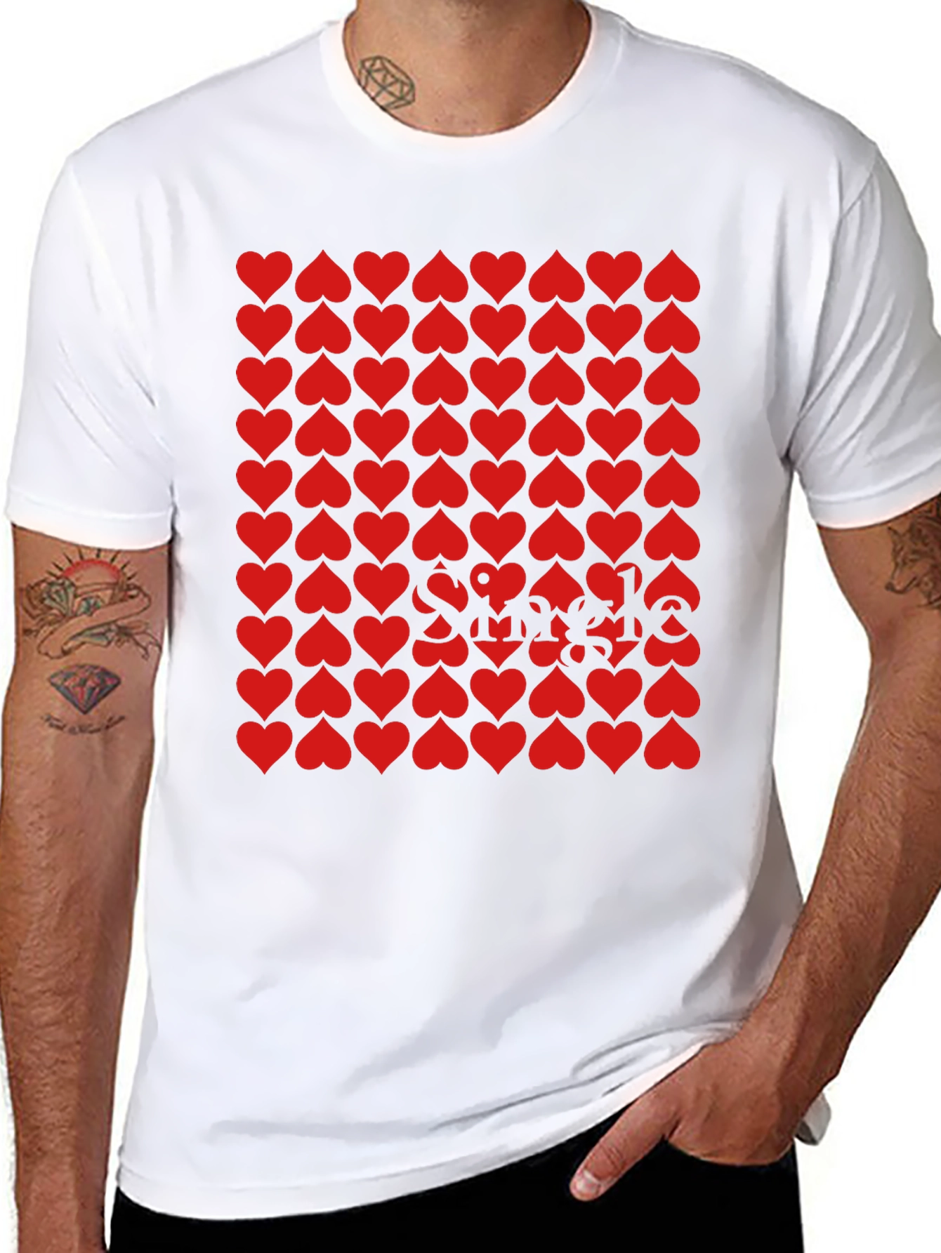 Heart Pattern Graphic Tee - Stylish Unisex T-Shirt