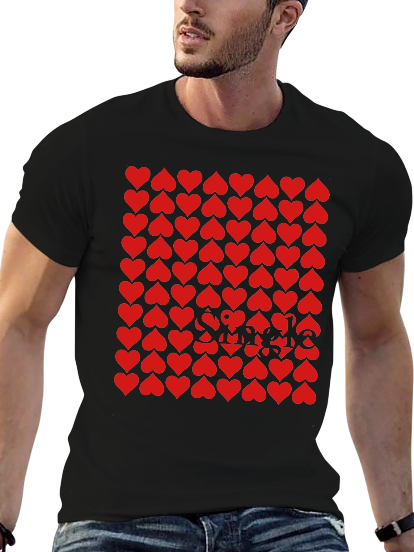 Heart Pattern Graphic Tee - Stylish Unisex T-Shirt