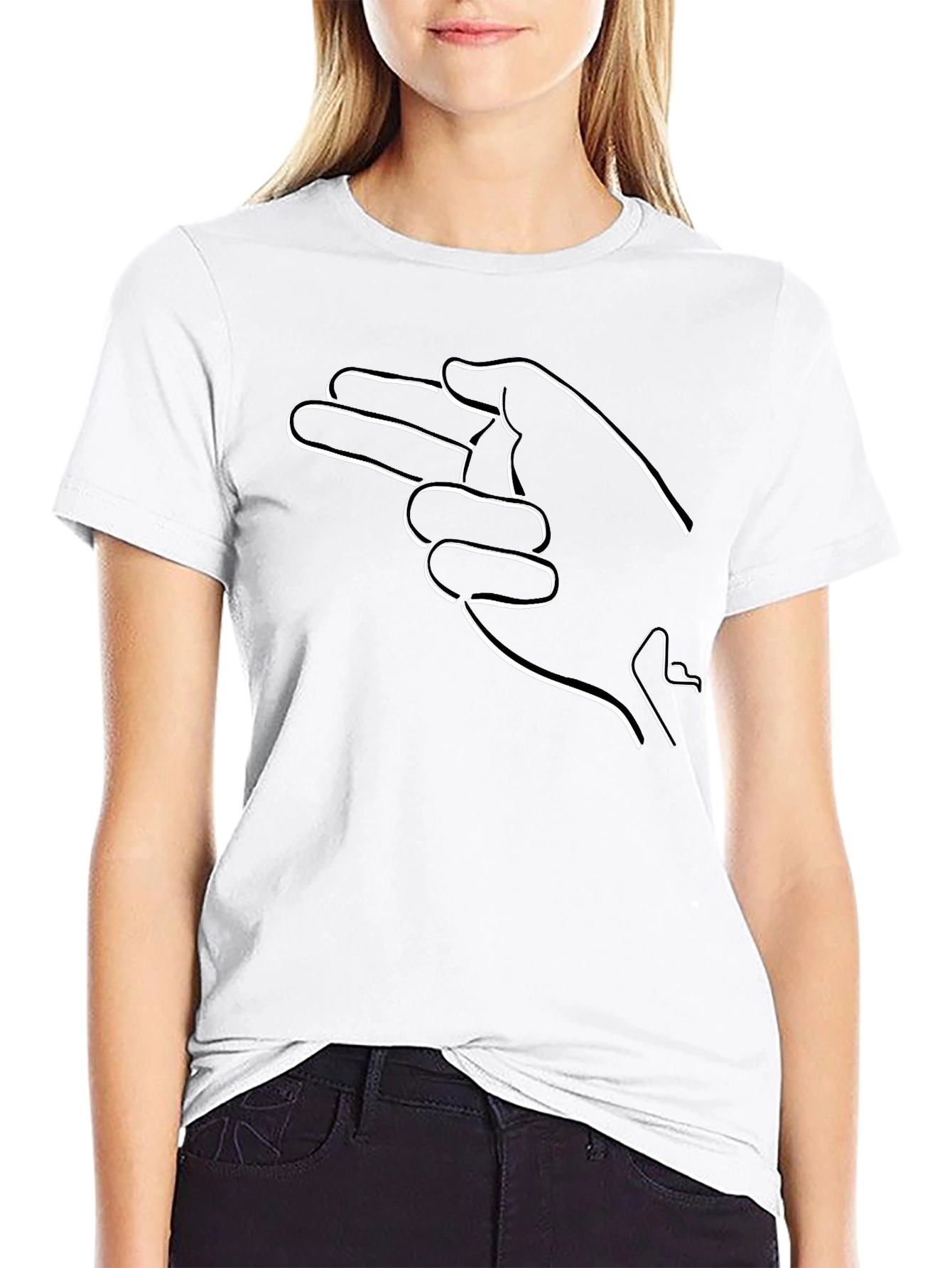 Minimalist Hand Gesture Graphic T-Shirt