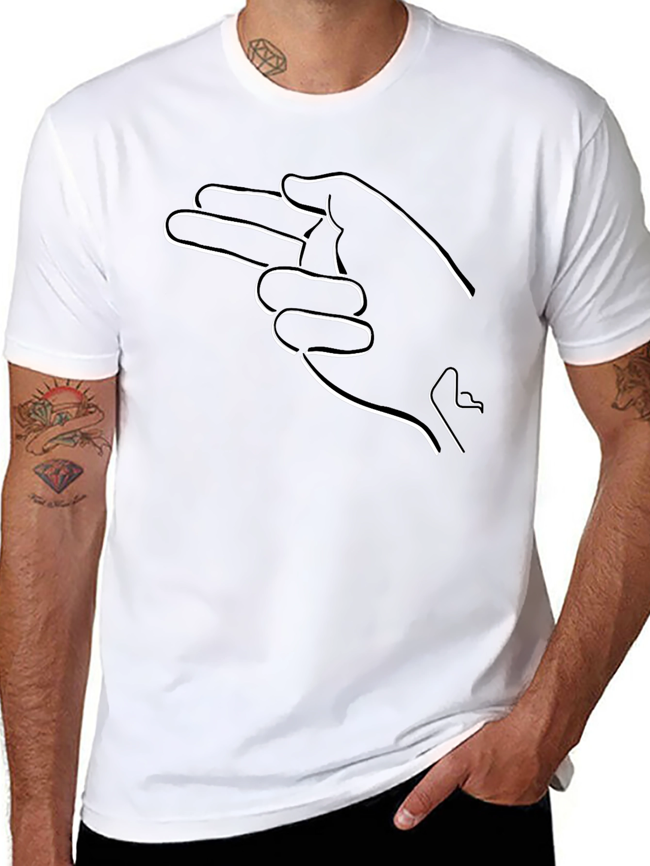 Minimalist Hand Gesture Graphic T-Shirt