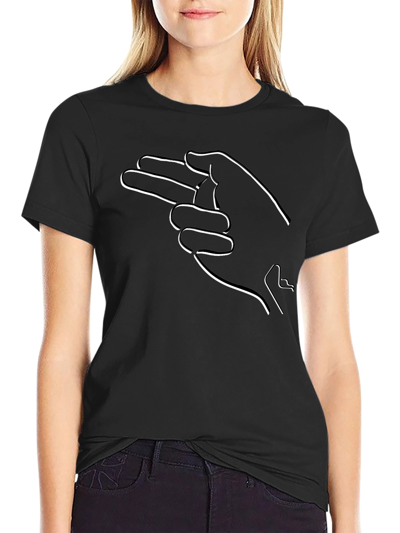 Minimalist Hand Gesture Graphic T-Shirt