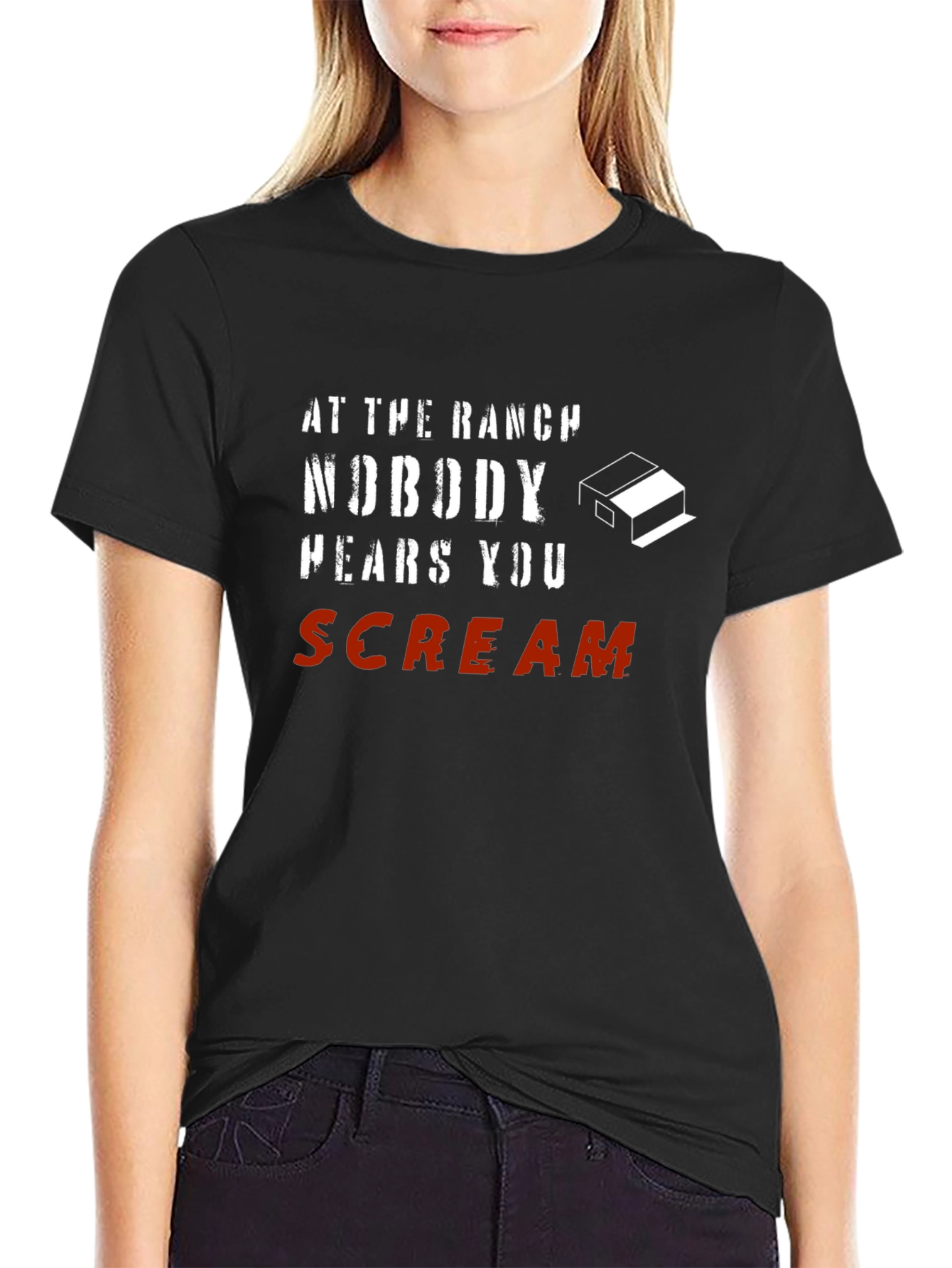 At The Ranch Nobody Hears You Scream Black T-Shirt