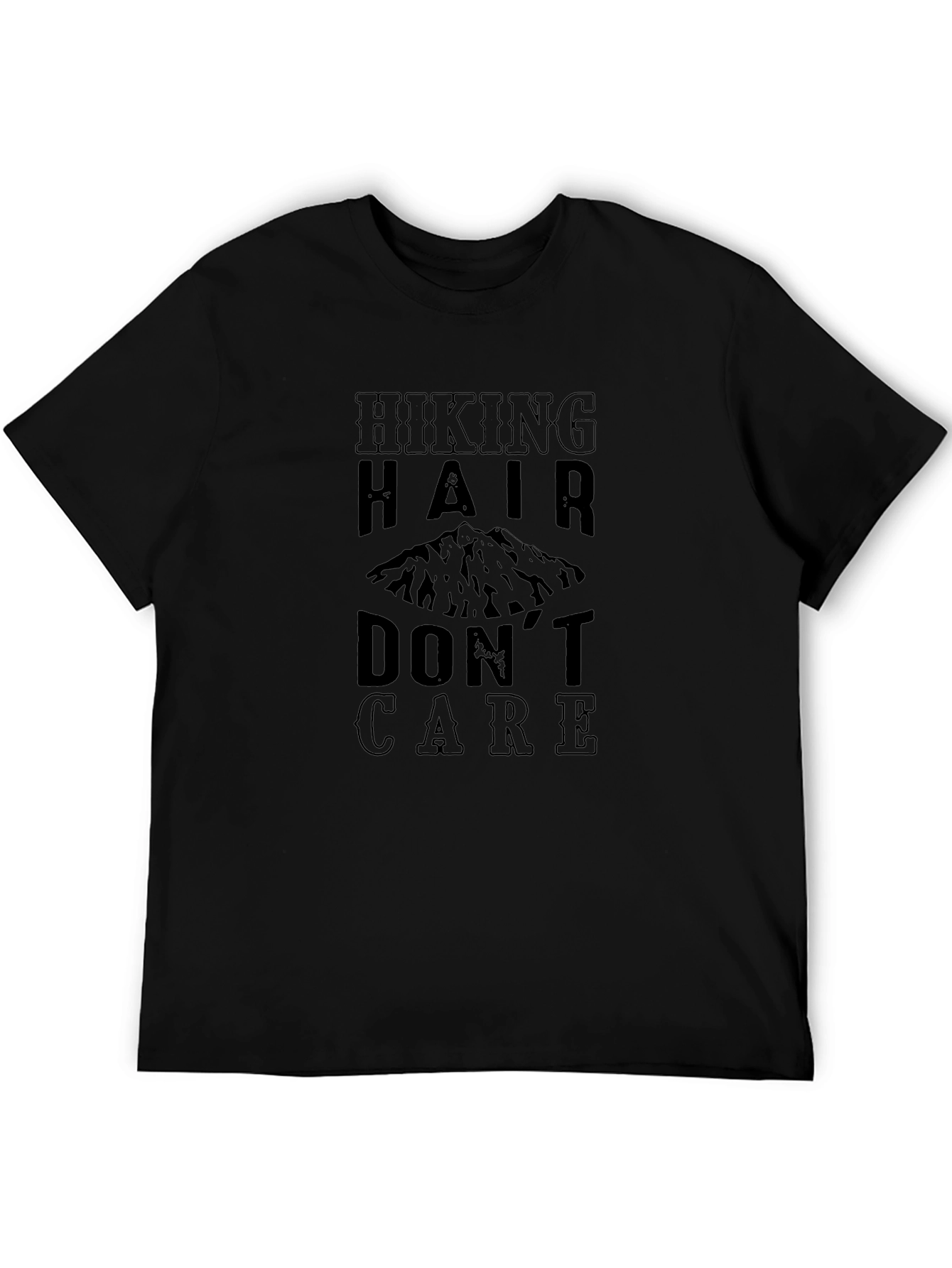 Hiking Hair Dont Care T-Shirt Black Mountain Graphic