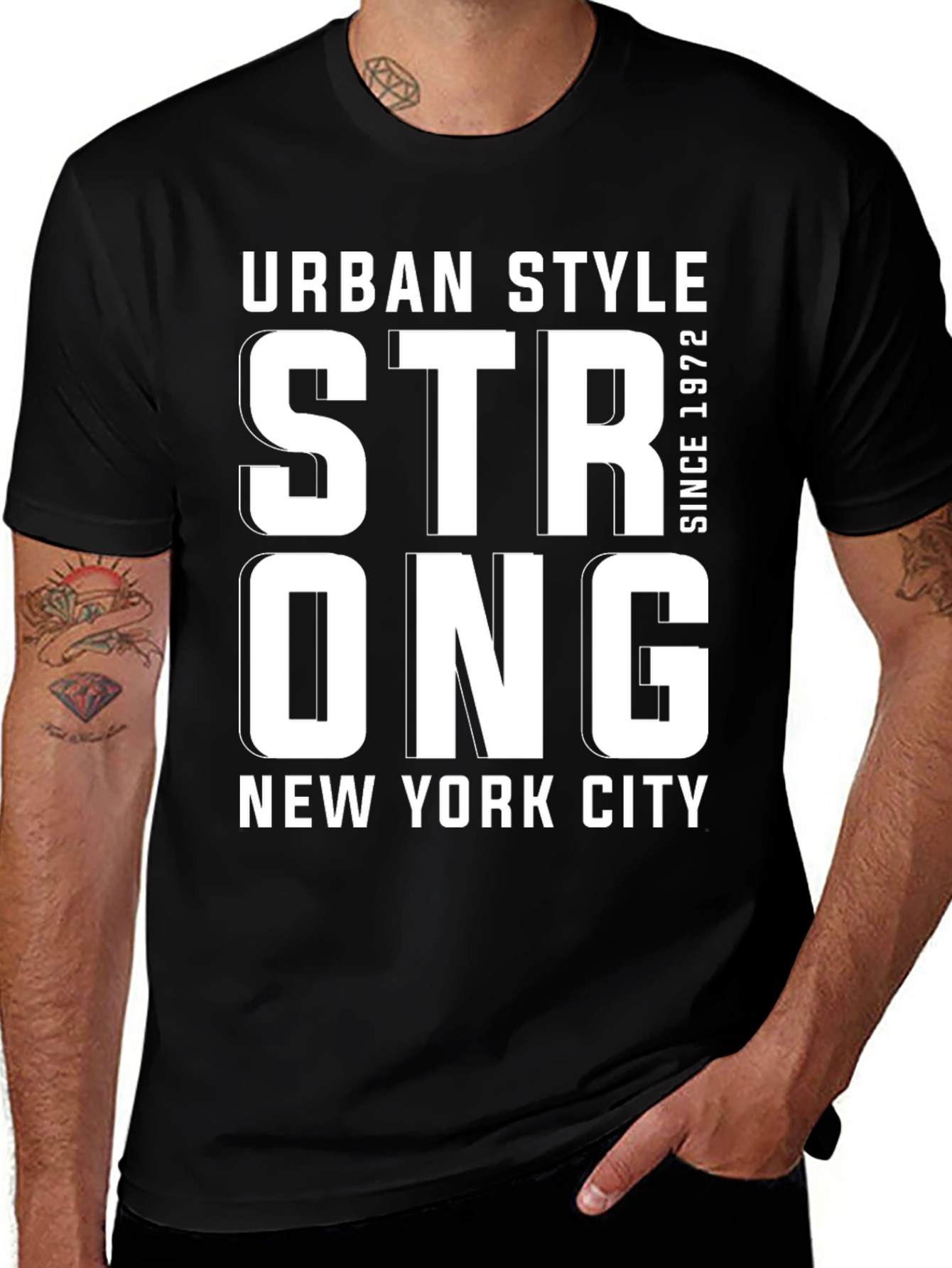 Urban Style Strong NY Tee - Black