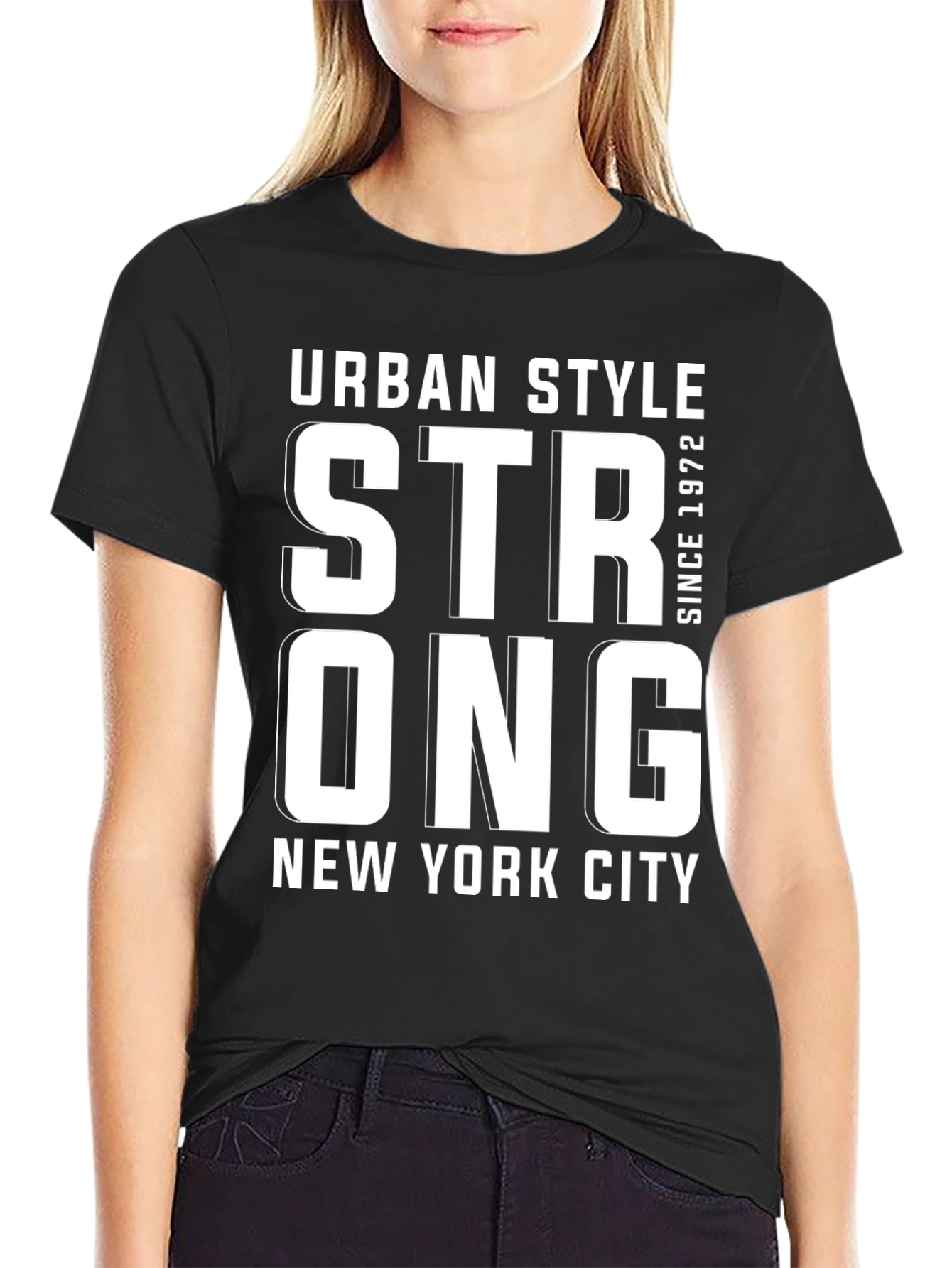 Urban Style Strong NY Tee - Black