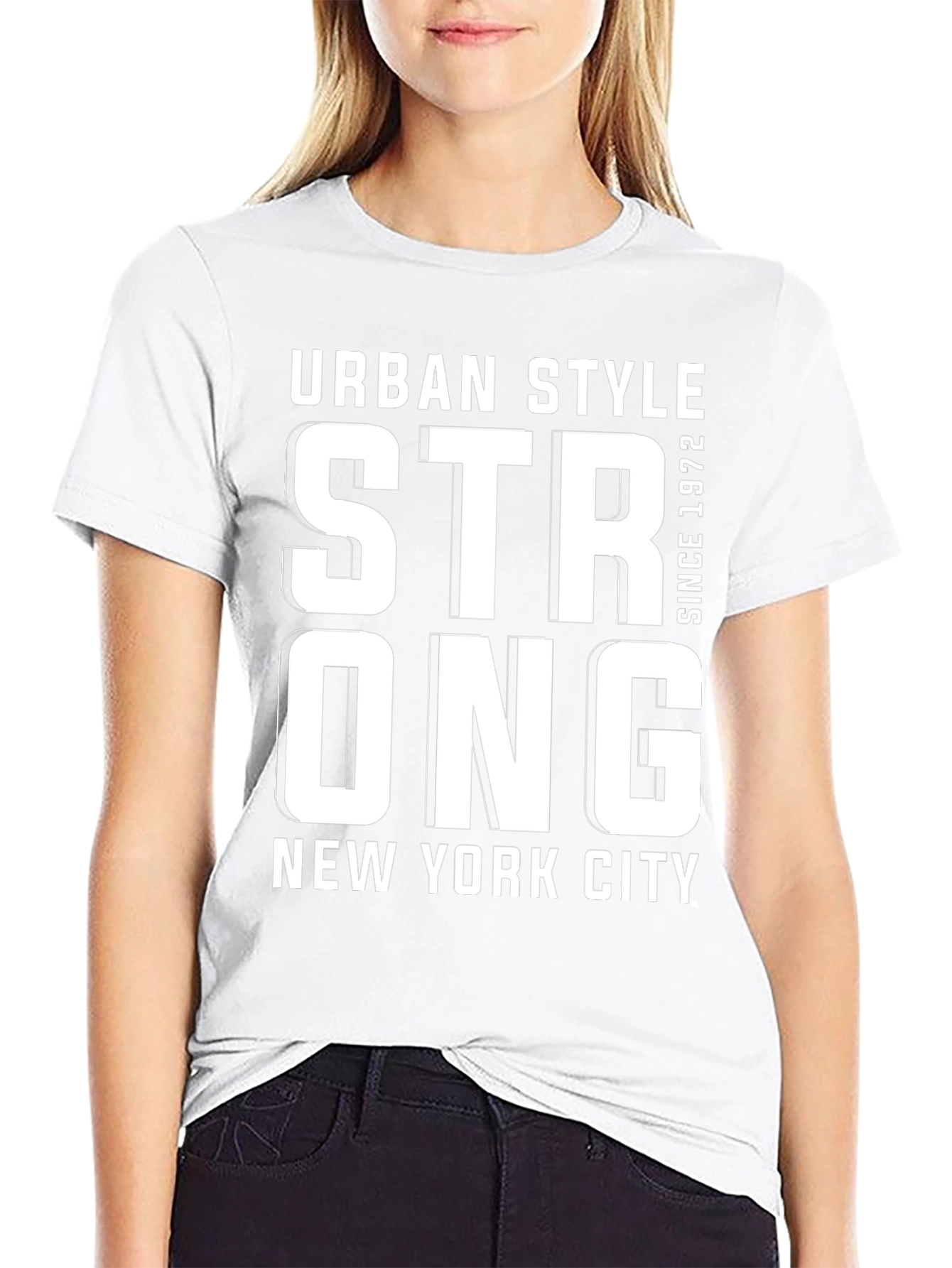 Urban Style Strong NY Tee - Black