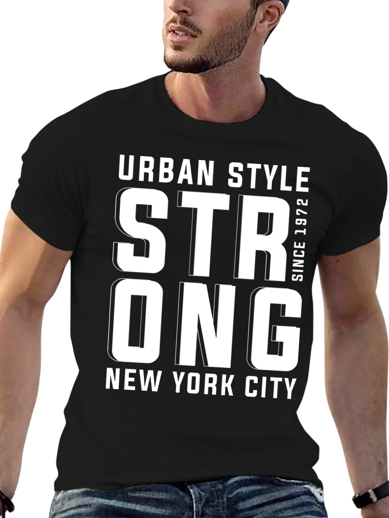 Urban Style Strong NY Tee - Black