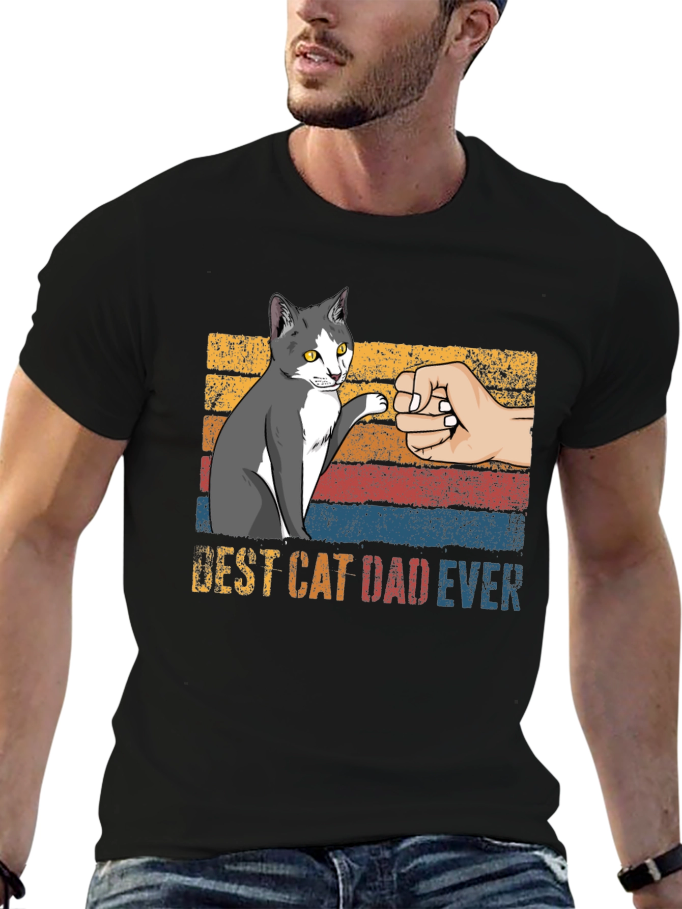 Best Cat Dad Ever Graphic T-Shirt
