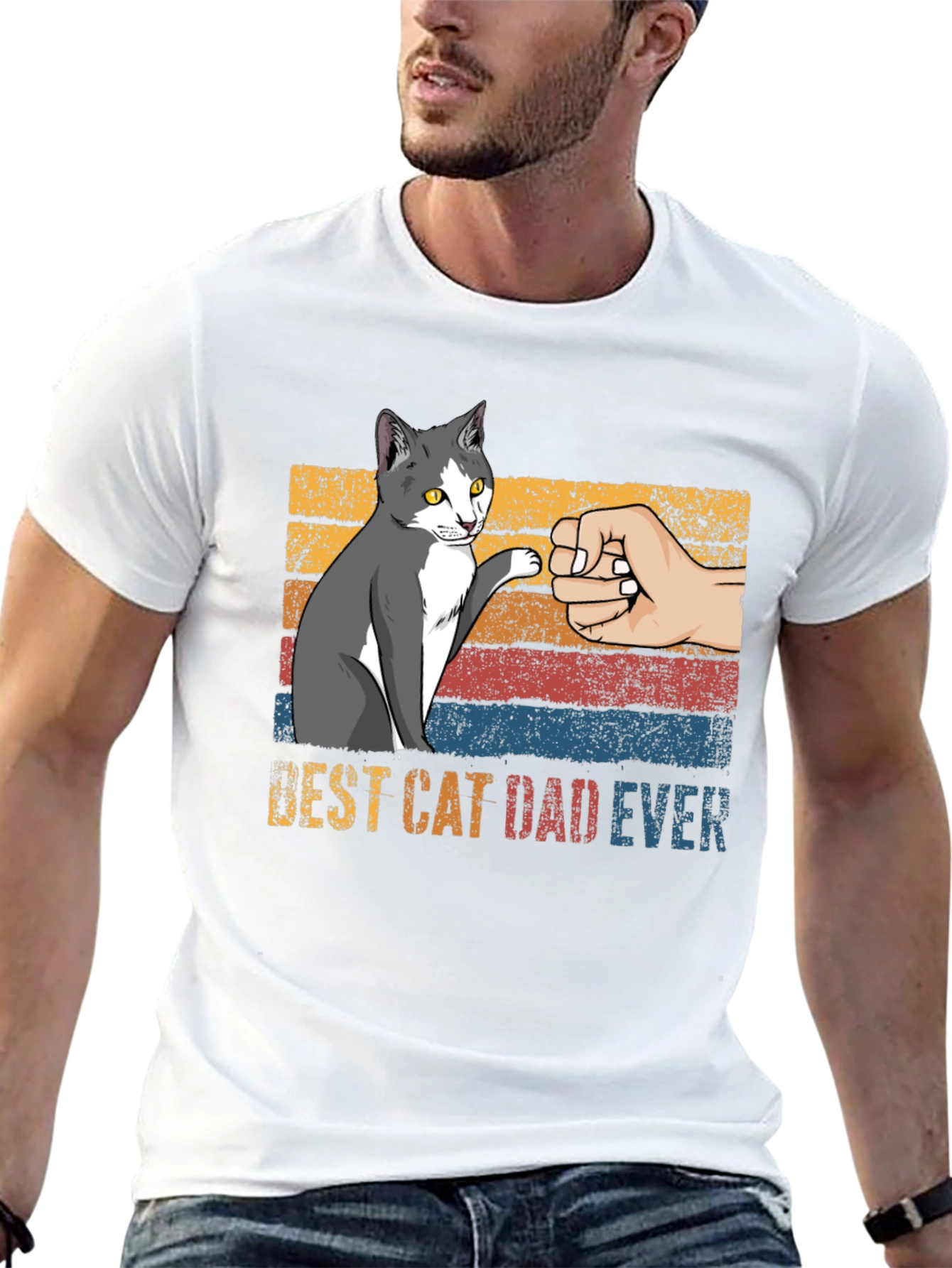 Best Cat Dad Ever Graphic T-Shirt