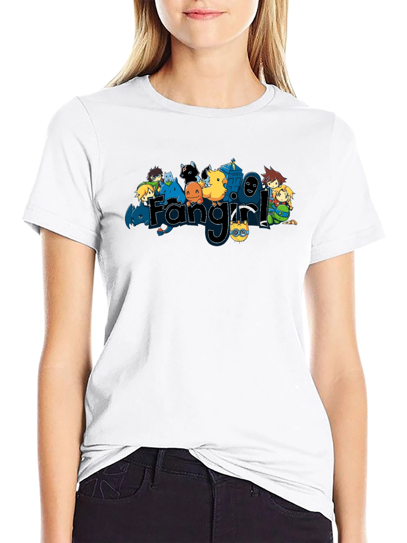 Fangirl Cartoon Character Graphic T-Shirt