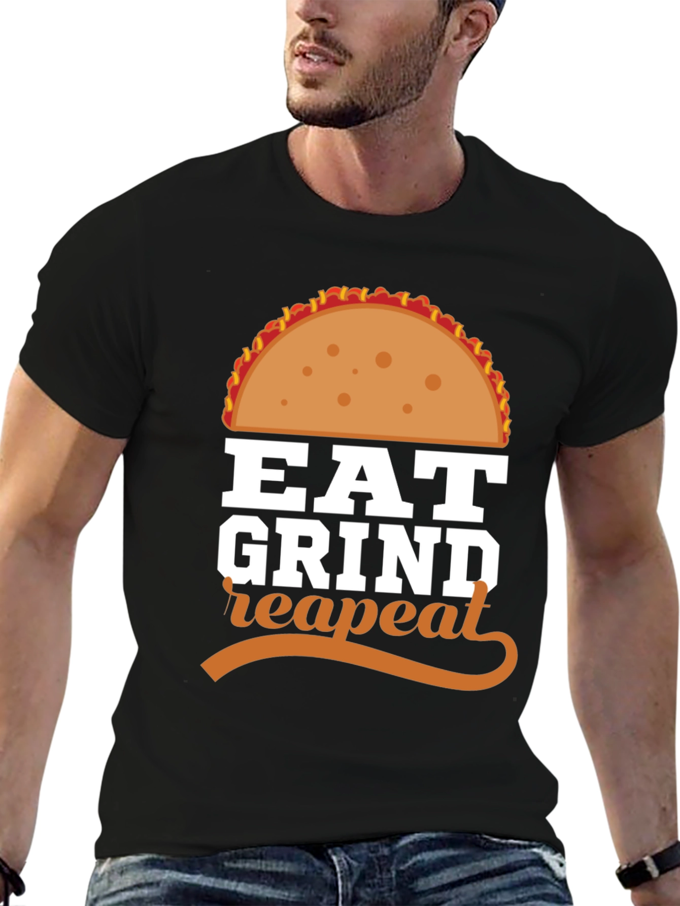 Eat Grind Repeat Taco Graphic T-Shirt